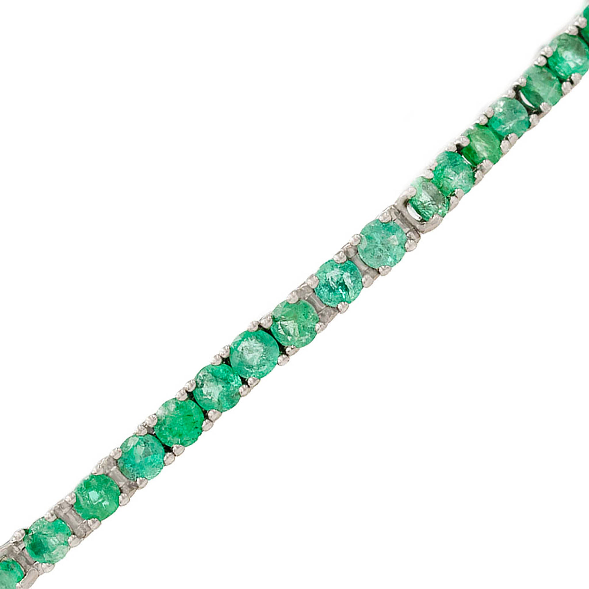 Round Emerald Line Bracelet In Silver