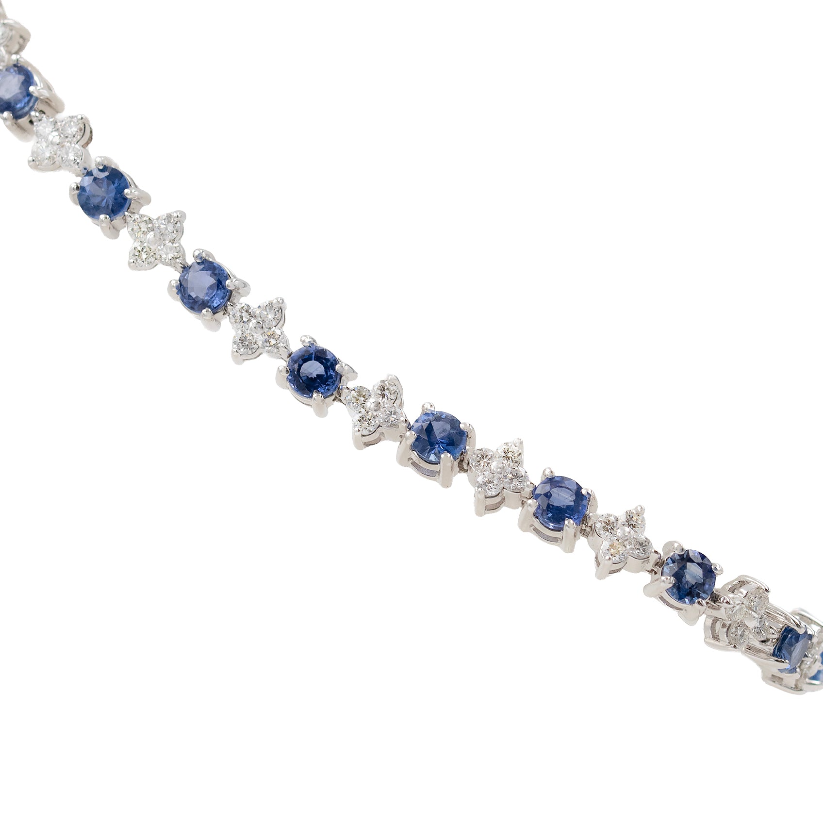 Round Sapphire And Diamond Clover Line Bracelet