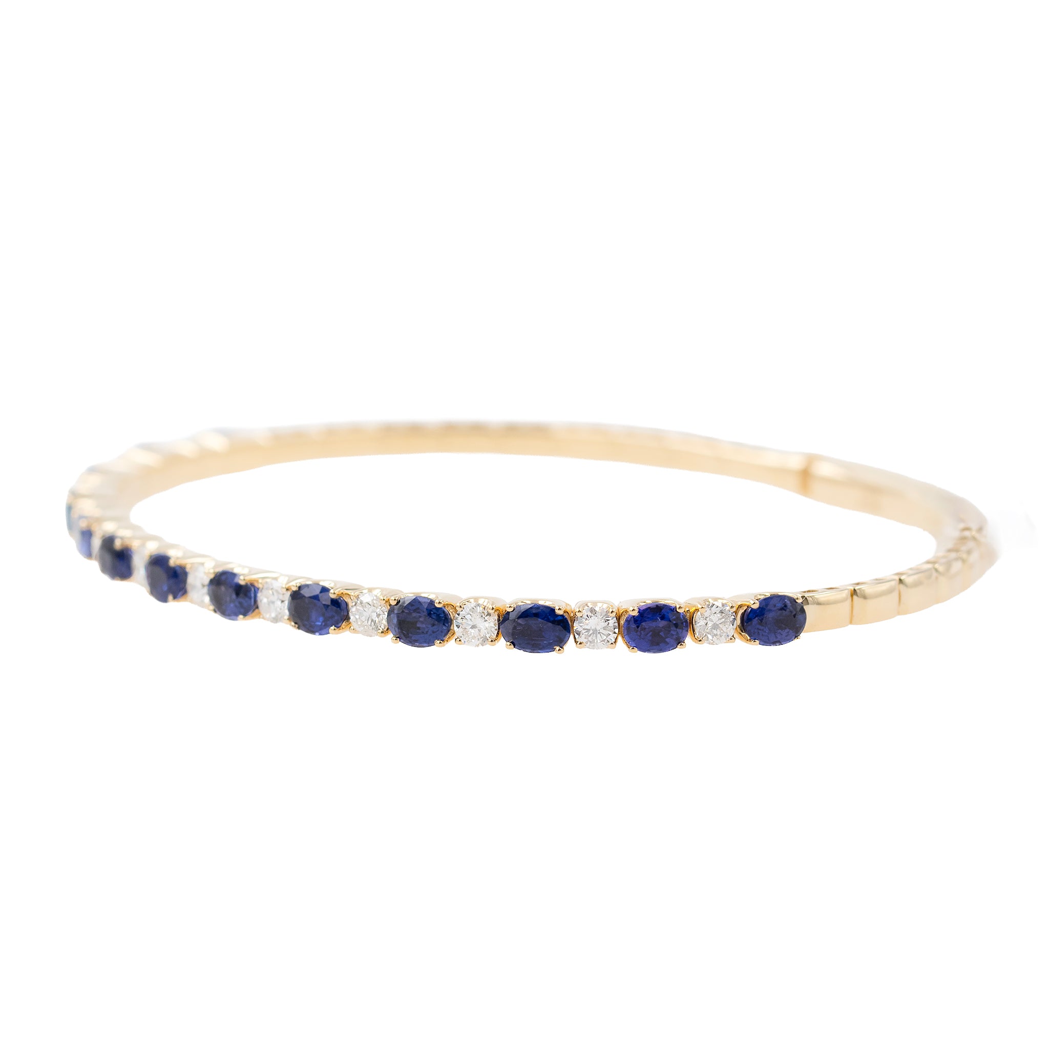 Oval Sapphire And Round Diamond Bangle Bracelet