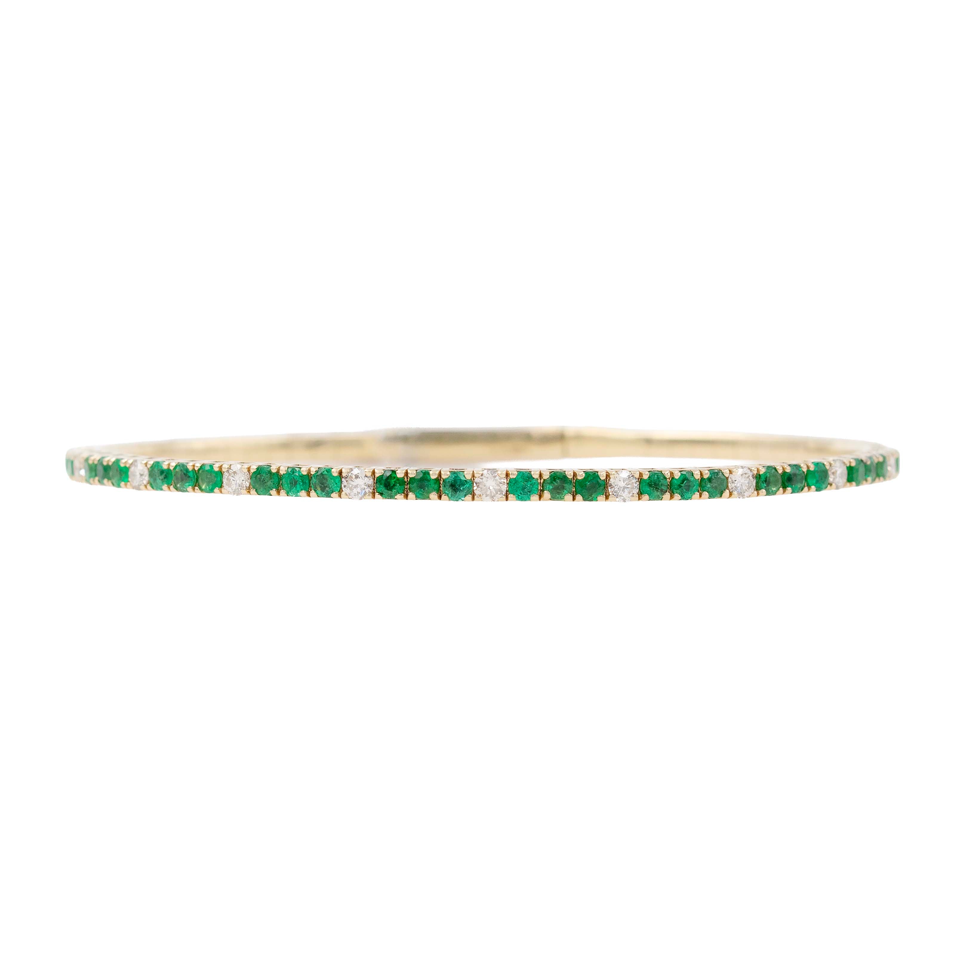 Emerald And Diamond Flexi Bangle Bracelet