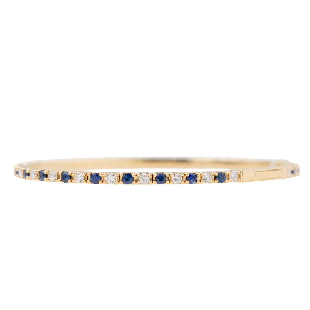 Alternating Round Sapphire And Diamond Flexi Bangle Bracelet