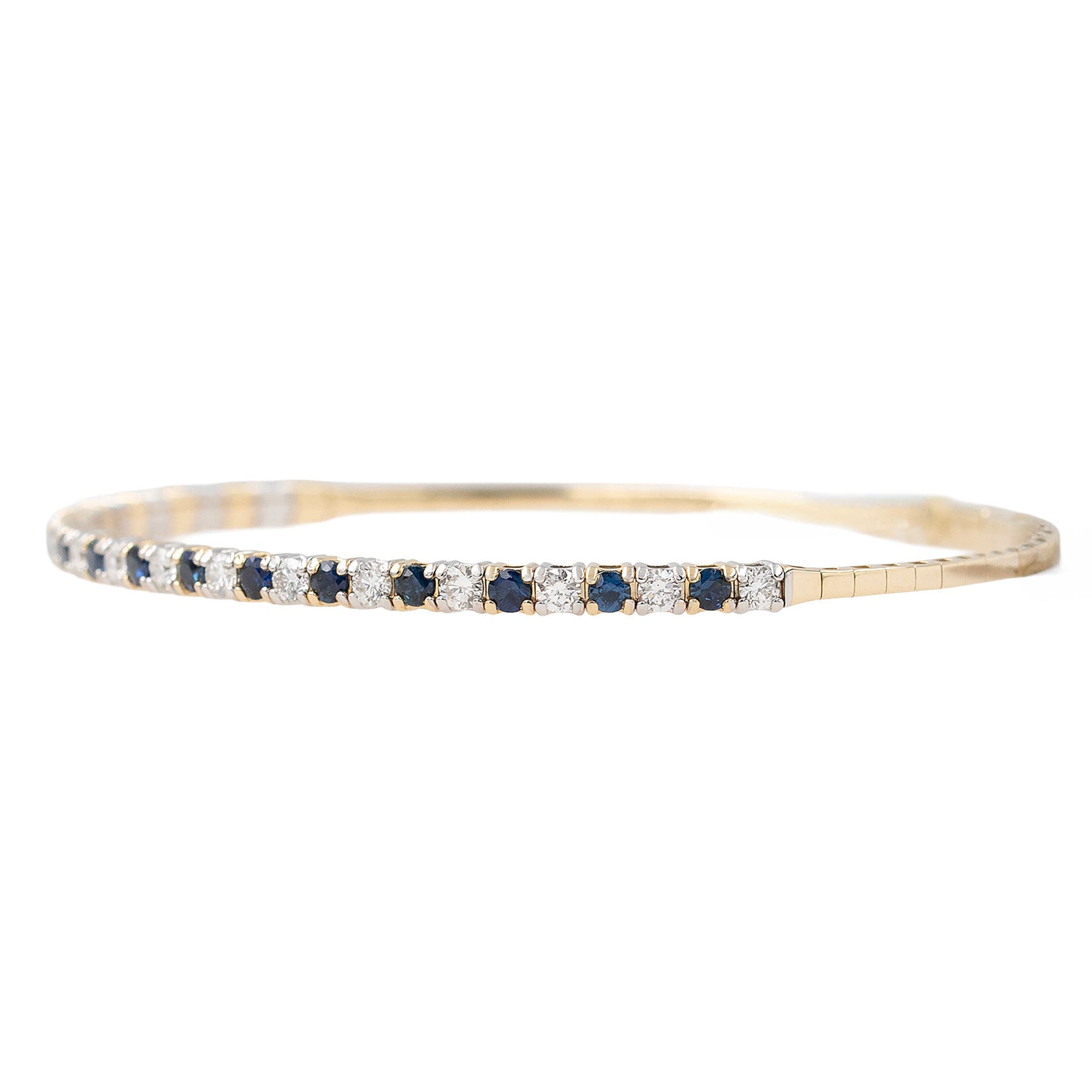 Alternating Sapphire And Diamond Medium Flexi Bangle Bracelet