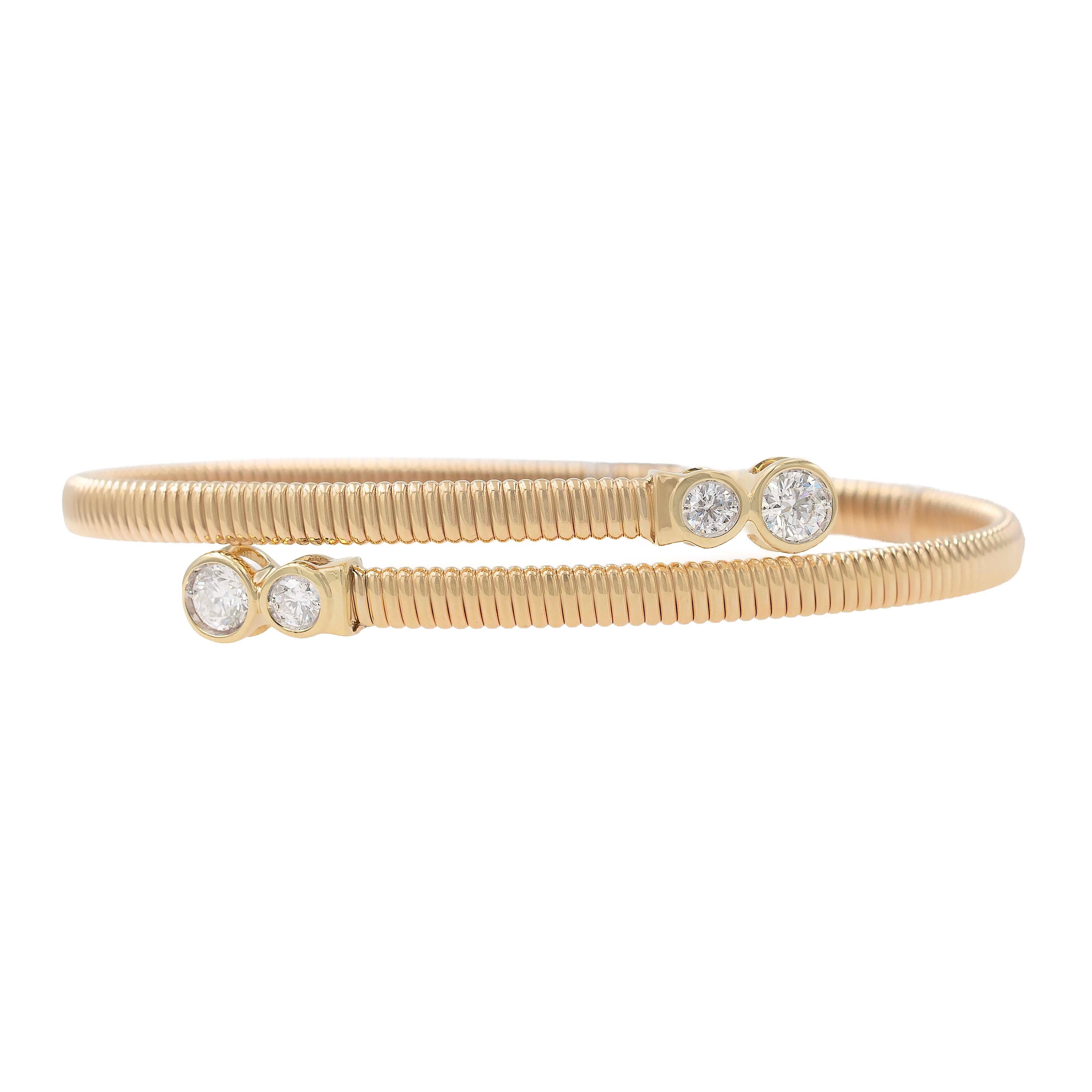 Diamond Bypass Tubogas Bangle Bracelet