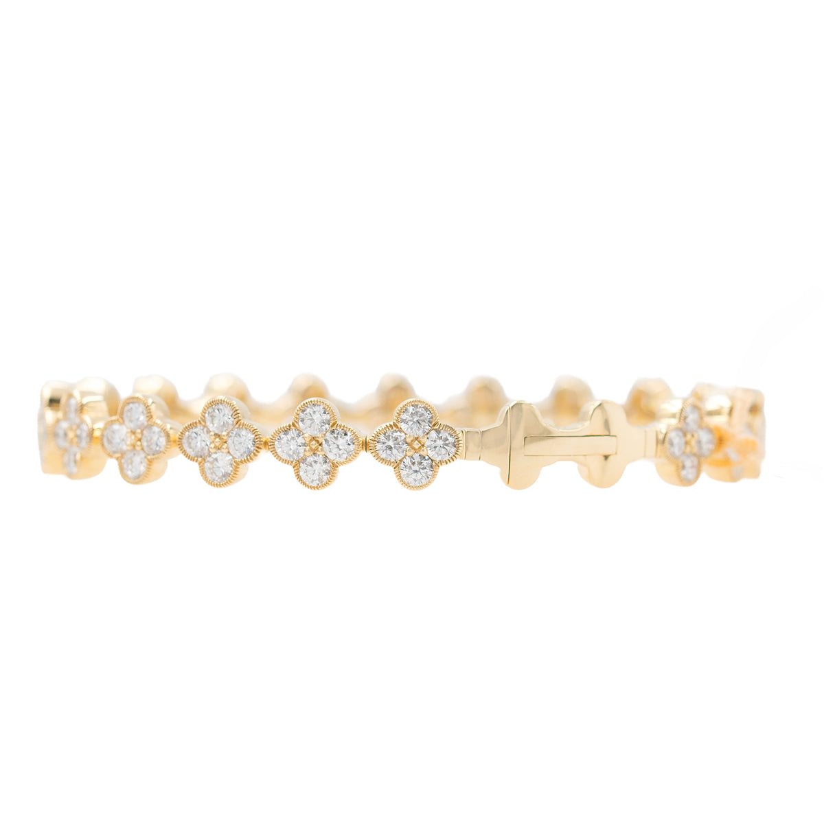 Lab Grown Diamond Clover Bangle Bracelet