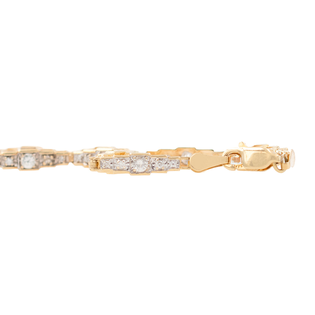 Estate Round Diamond In Box Link Line Bracelet
