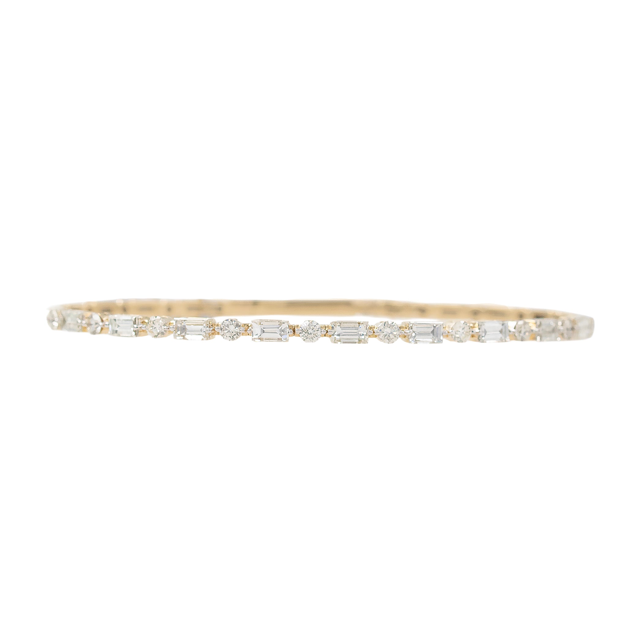 Alternating Baguette And Round Diamond Flexi Bracelet