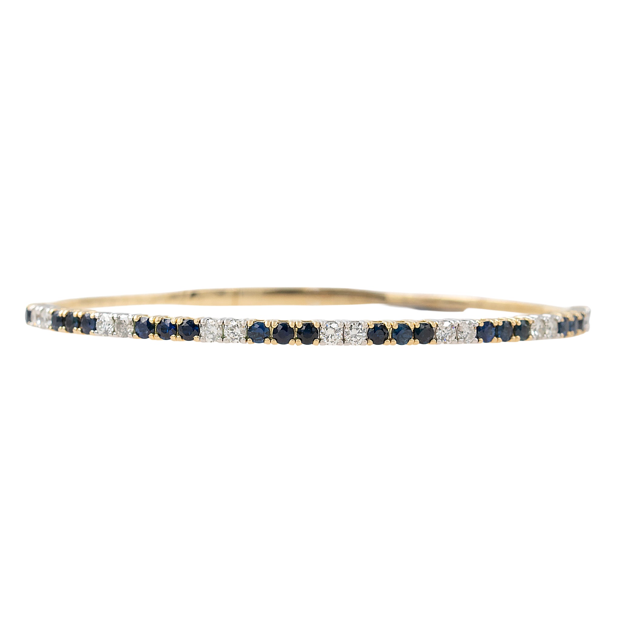 Alternating Three Sapphires And Two Diamonds Flexi Bracelet