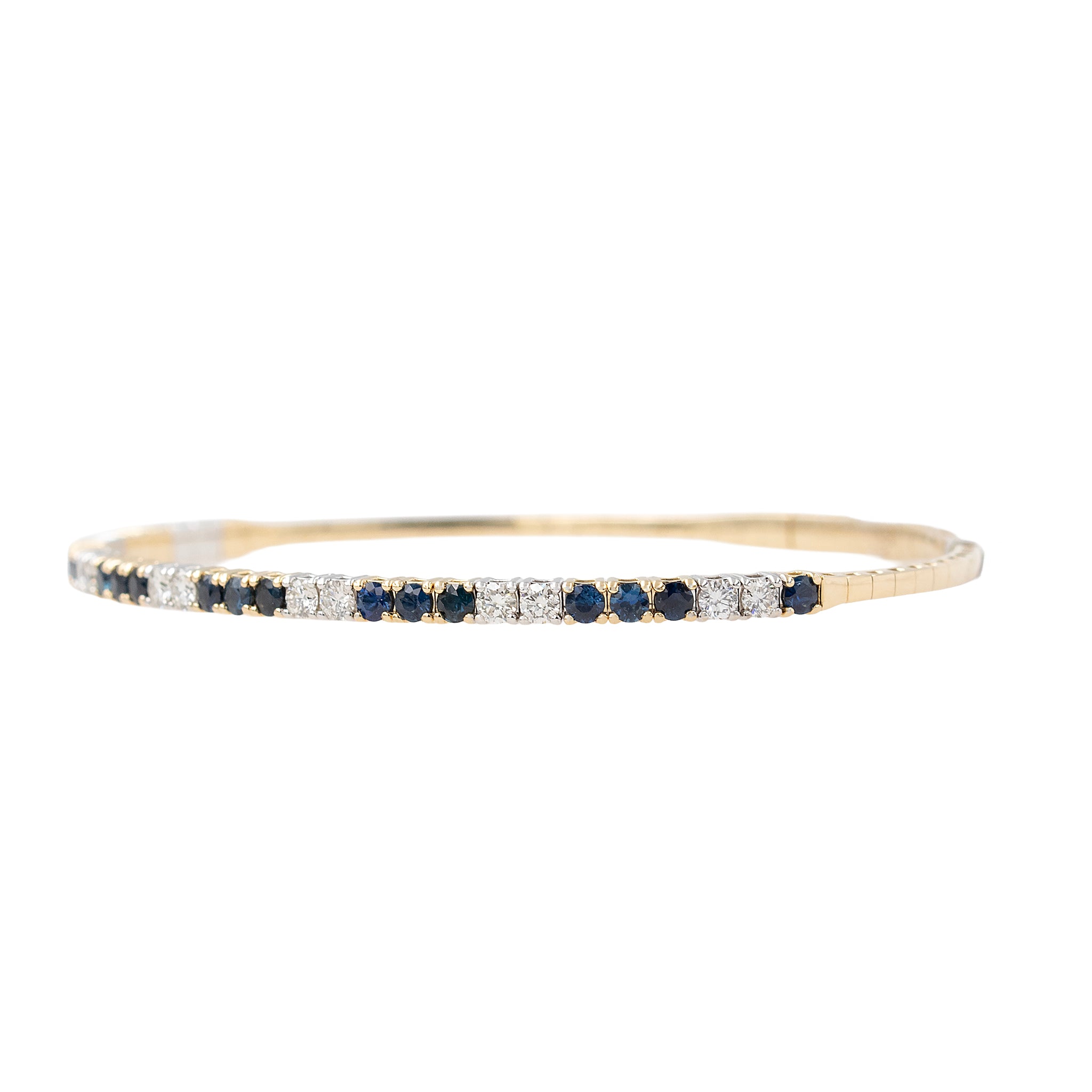 Alternating Three Sapphires And Two Diamonds Flexi Bracelet