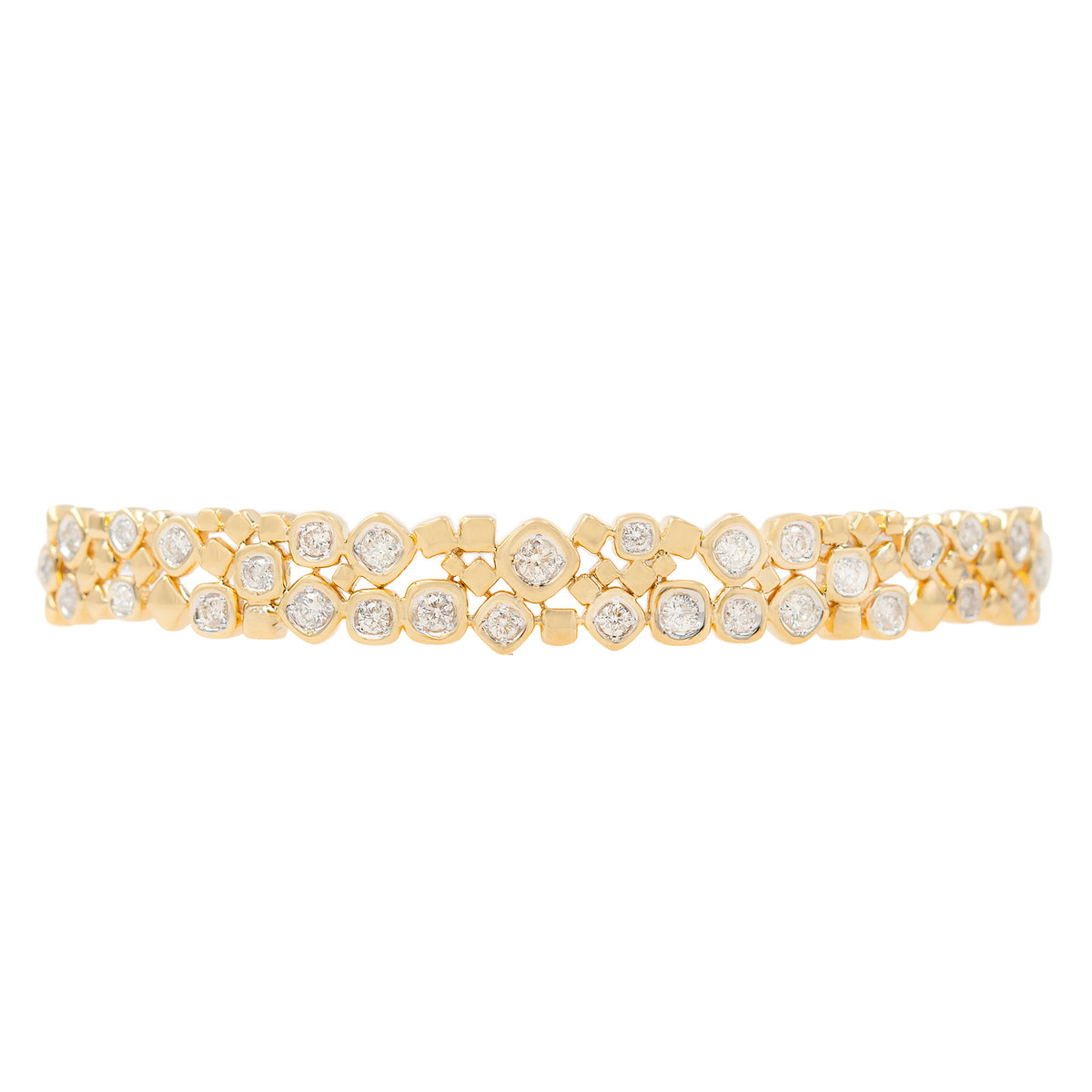 Diamond Pebble Hinged Bangle Bracelet