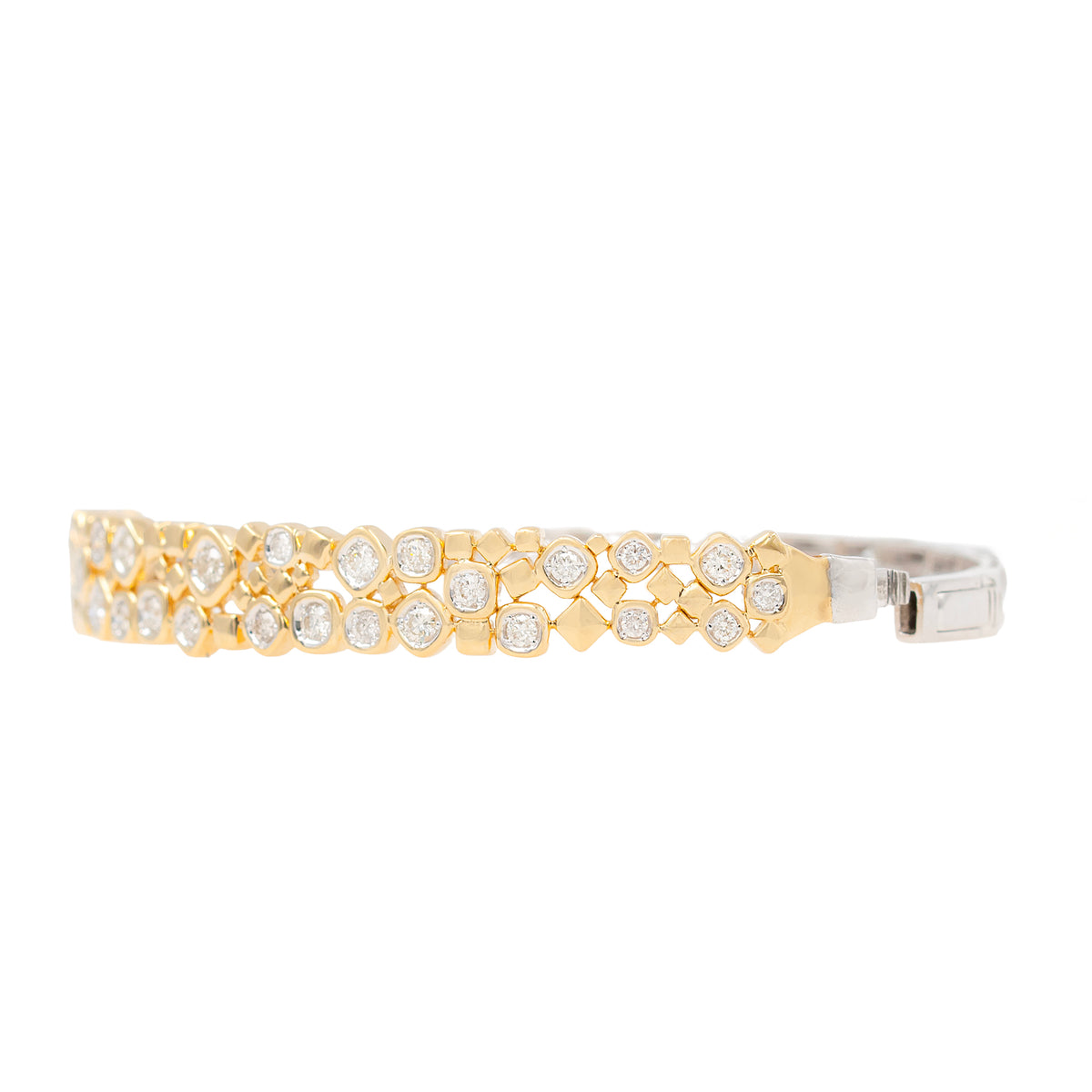 Diamond Pebble Hinged Bangle Bracelet