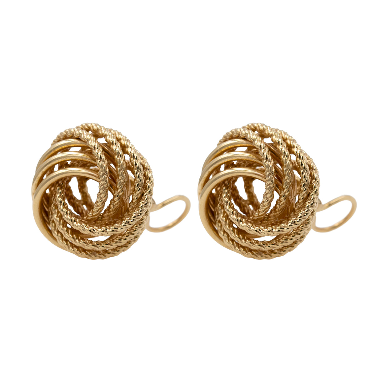 Large Button Knot Earrings With Twisted And Polished Finish