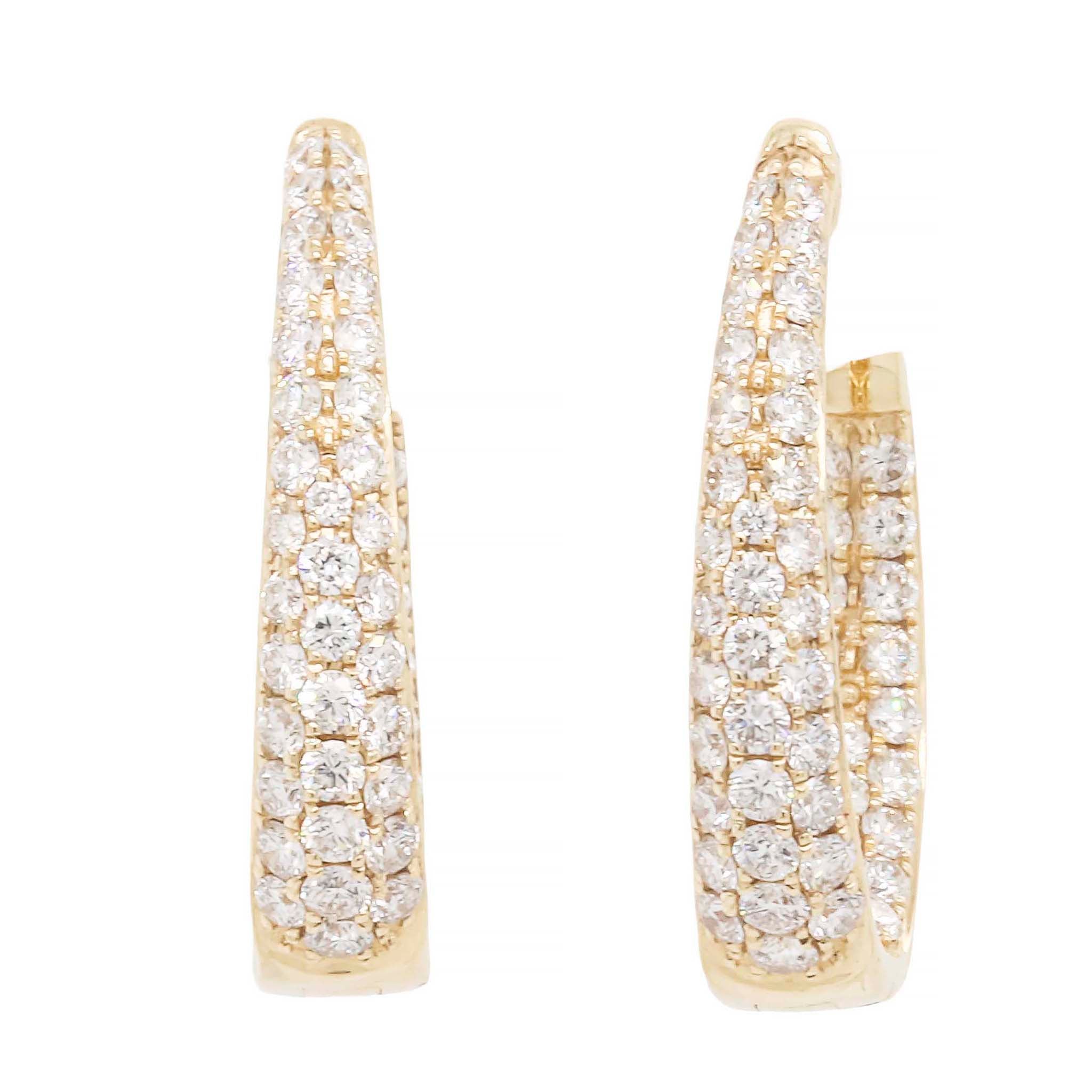 Pave Diamond Graduated Oval Hoops In Yellow Gold