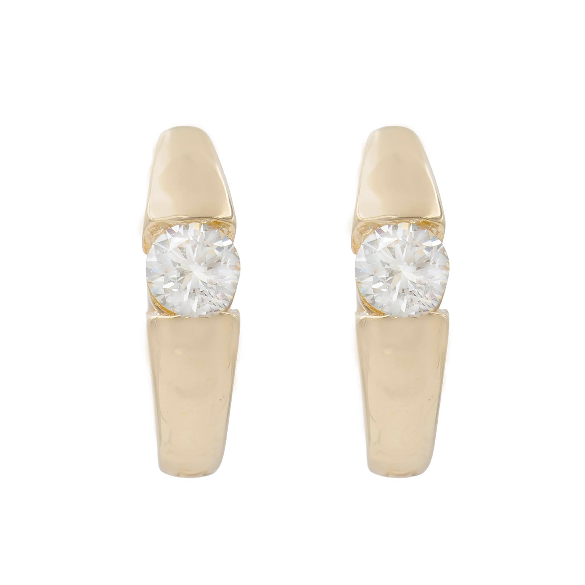 Wide Graduating Hoop Earrings With Tension Set Round Diamond