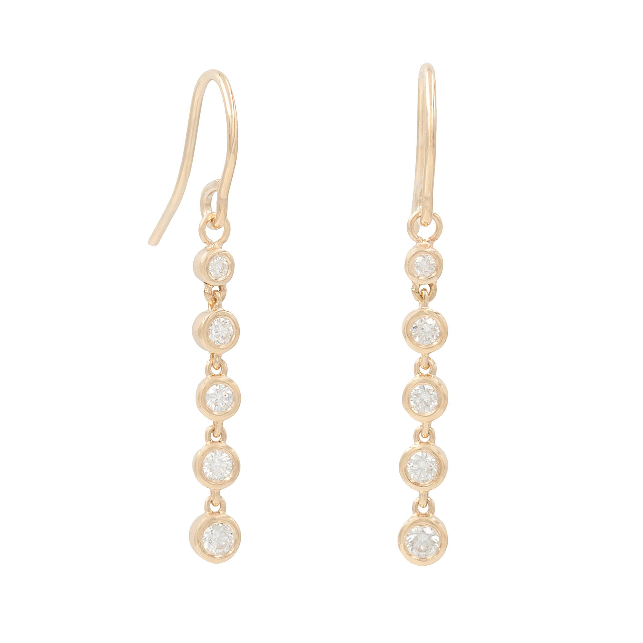Bezel Set Diamond Drop Earrings