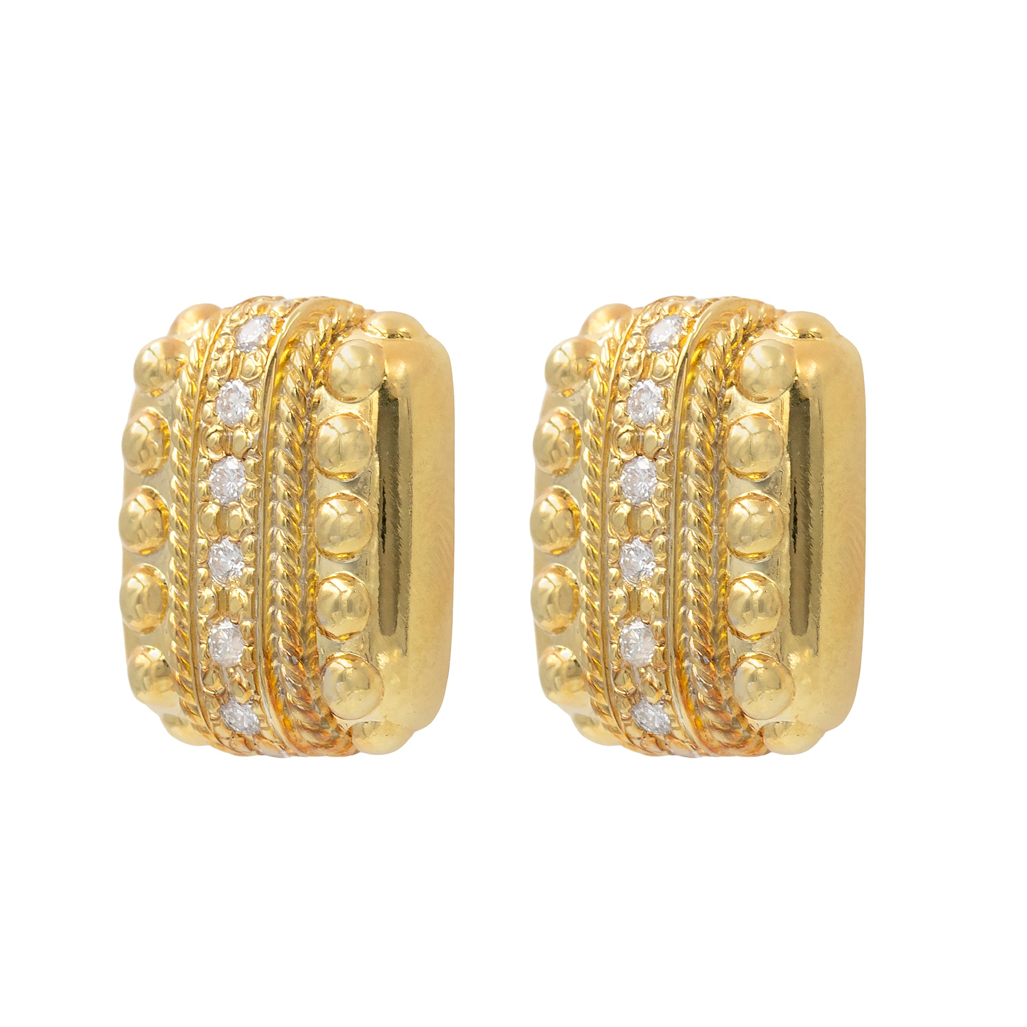 Contemporary Textured Diamond Button Earring