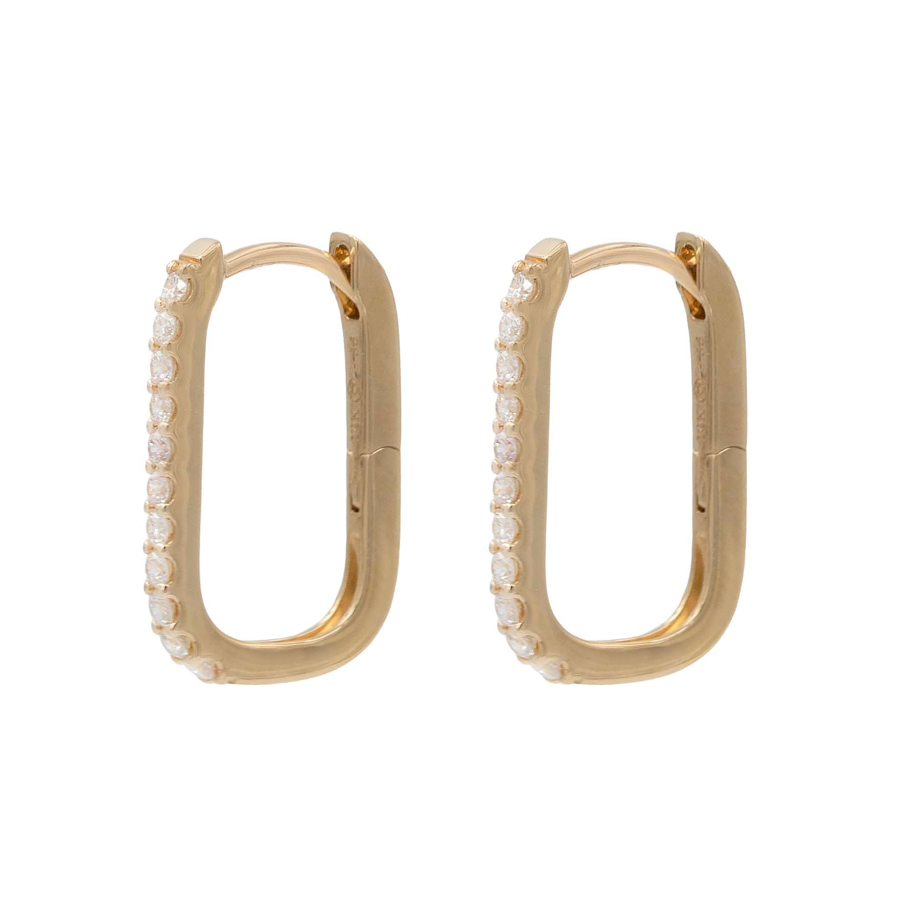 Squared Diamond Hoop Earrings