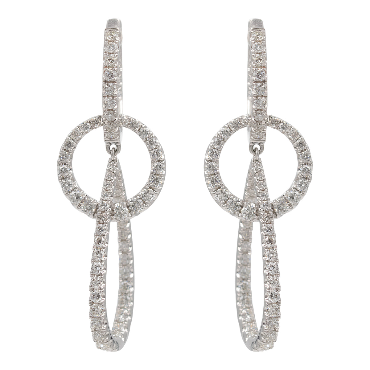 Interlocking Diamond Hoop Drop Earrings