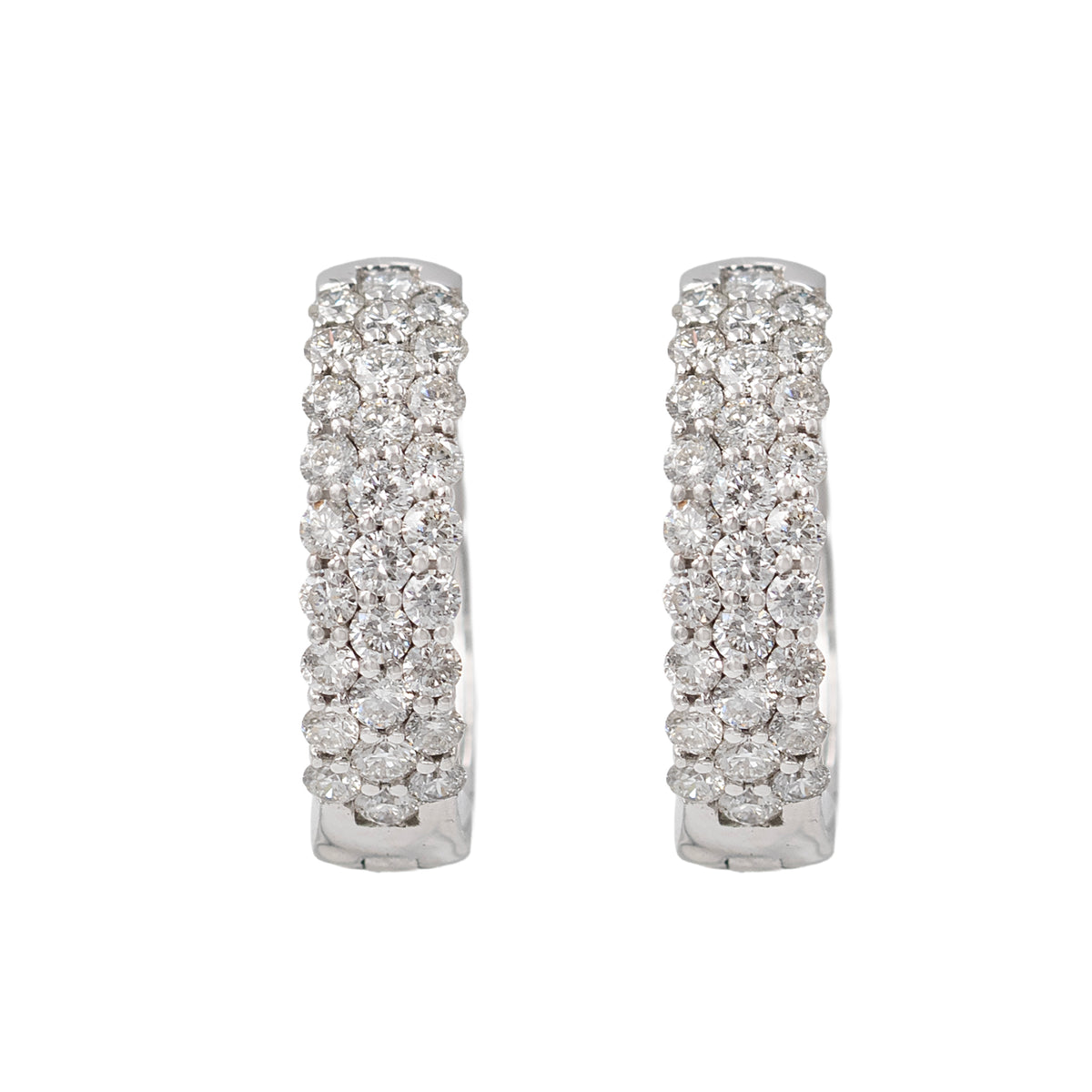 Pave Diamond Small Hoop Earrings In White Gold