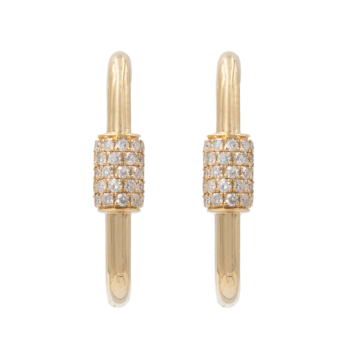 Paperclip Style Hoop Earring With Diamond Cluster
