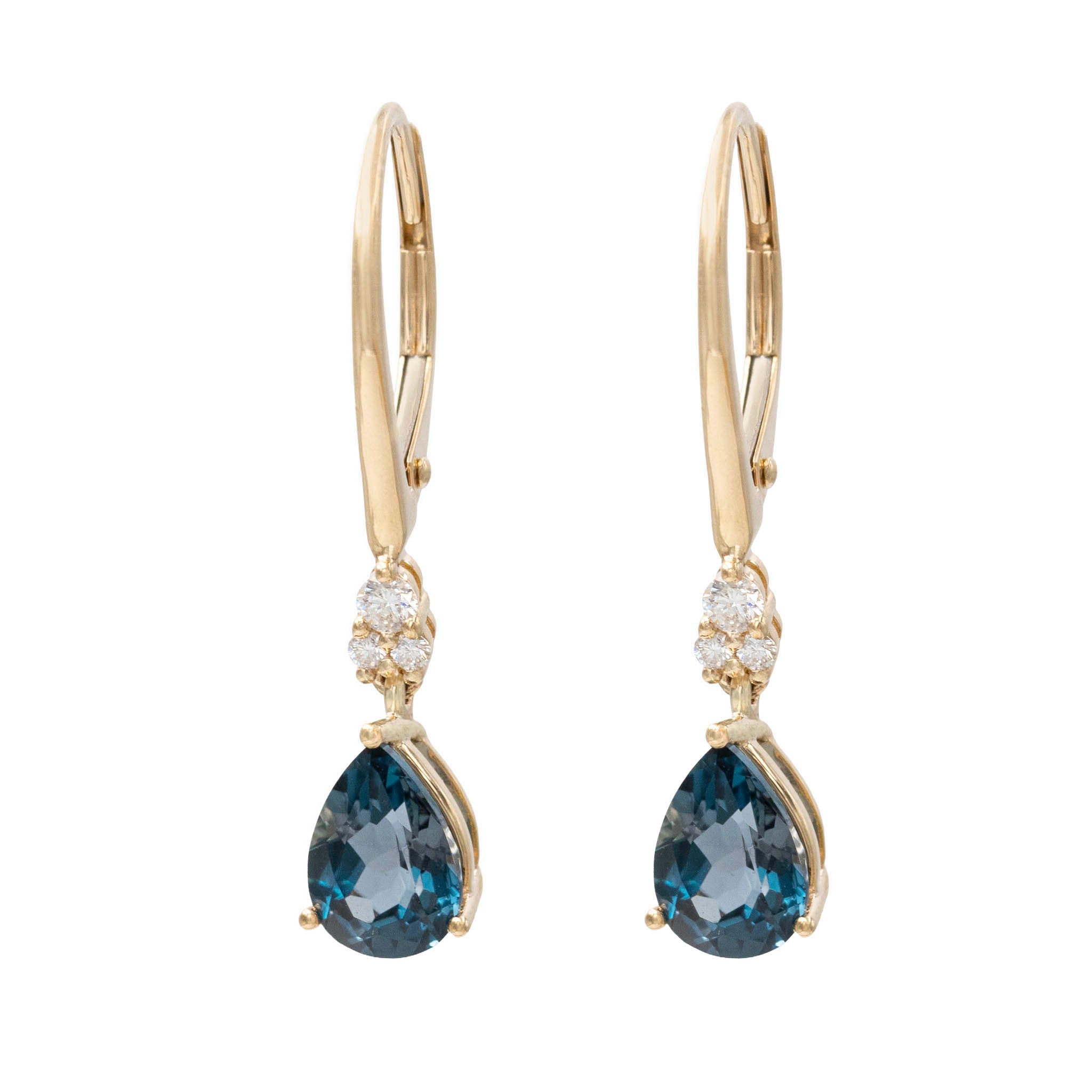 Pear Shaped London Blue Topaz Lever Back Earrings
