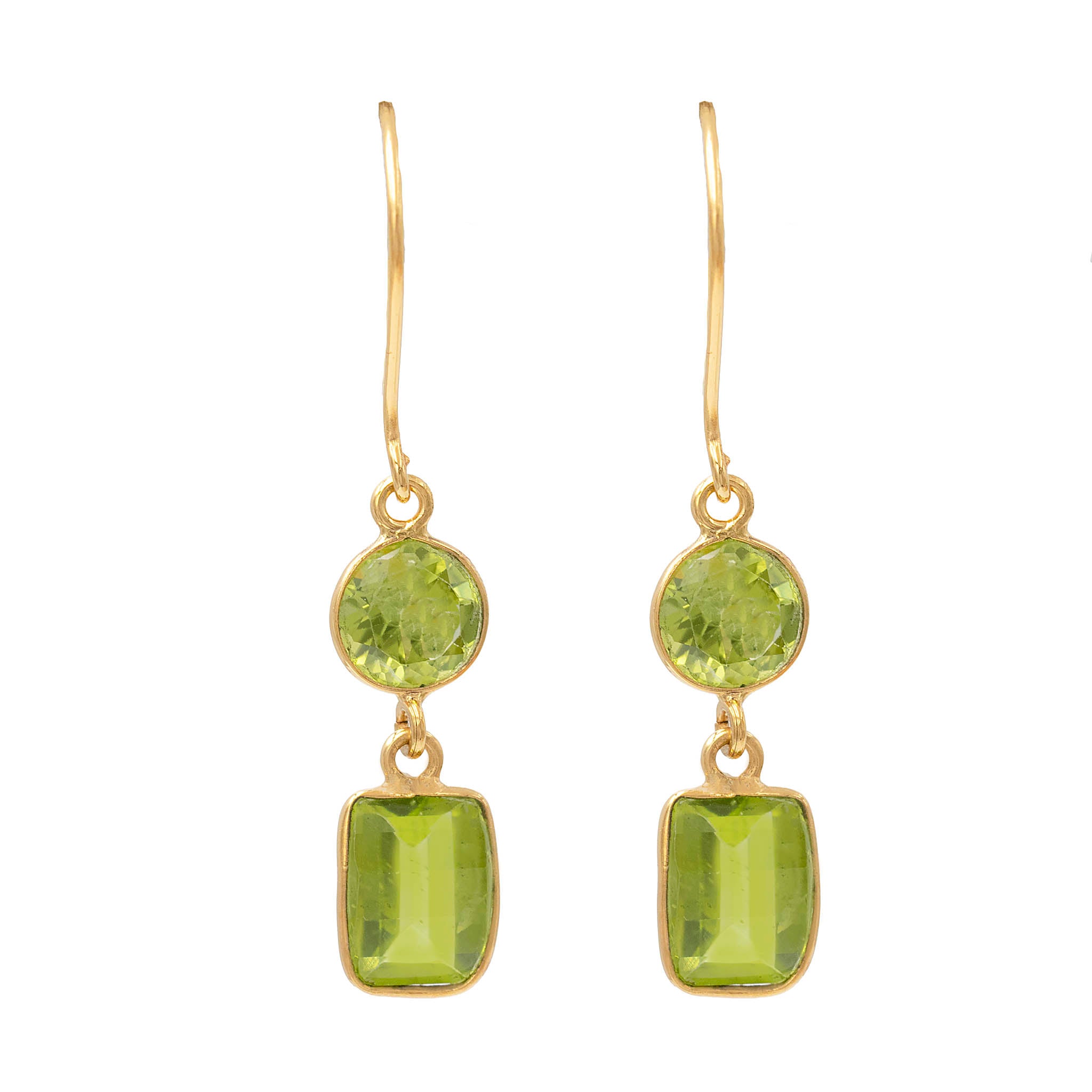 Bezel Set Peridot Drop Earrings