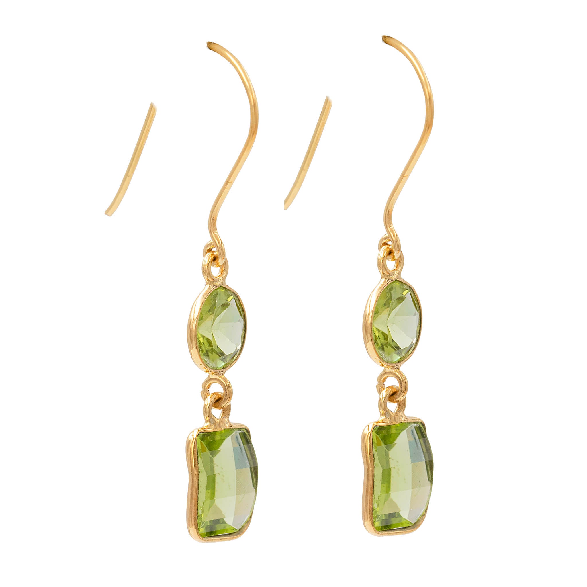 Bezel Set Peridot Drop Earrings