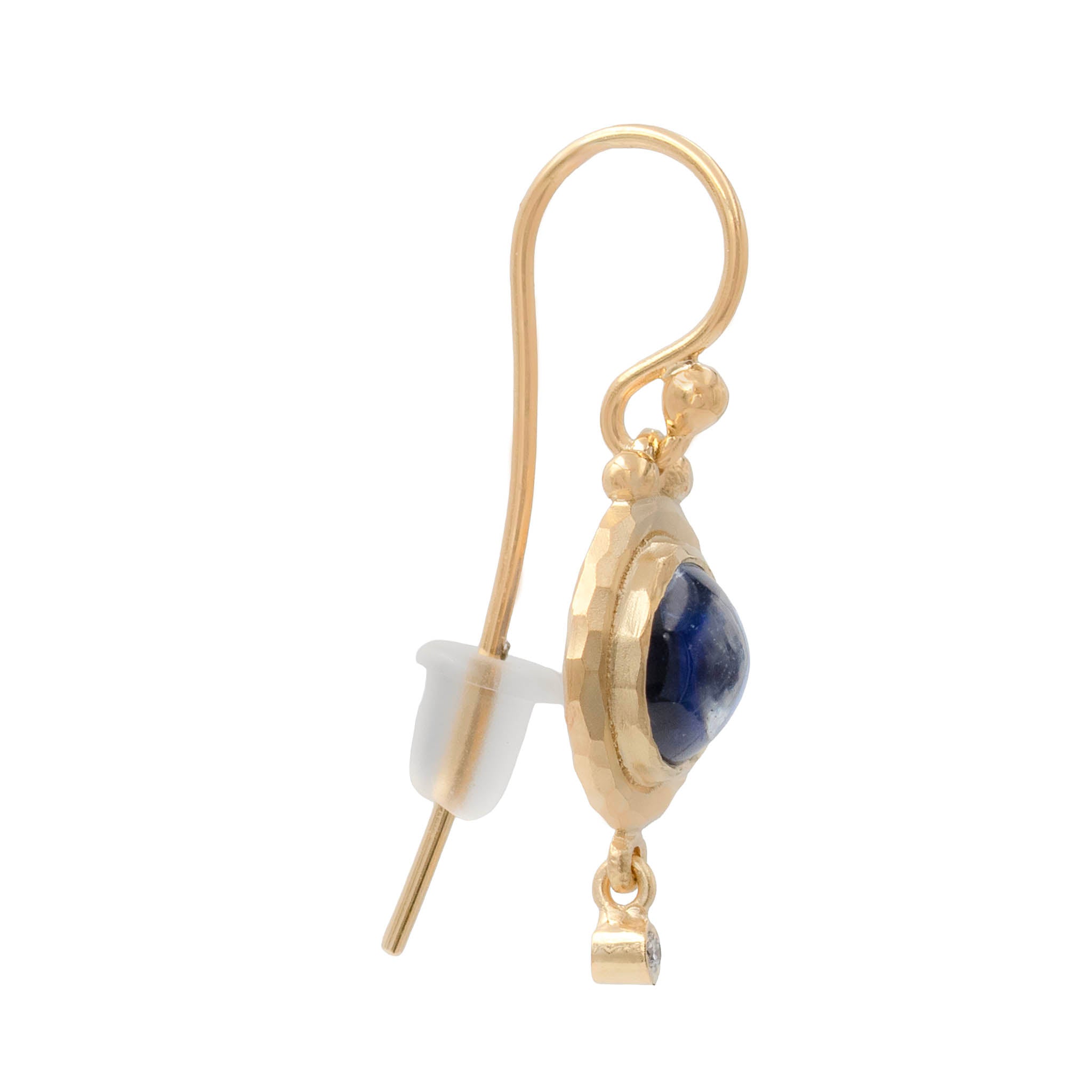 Round Kyanite Drop Earrings With Diamond Accent
