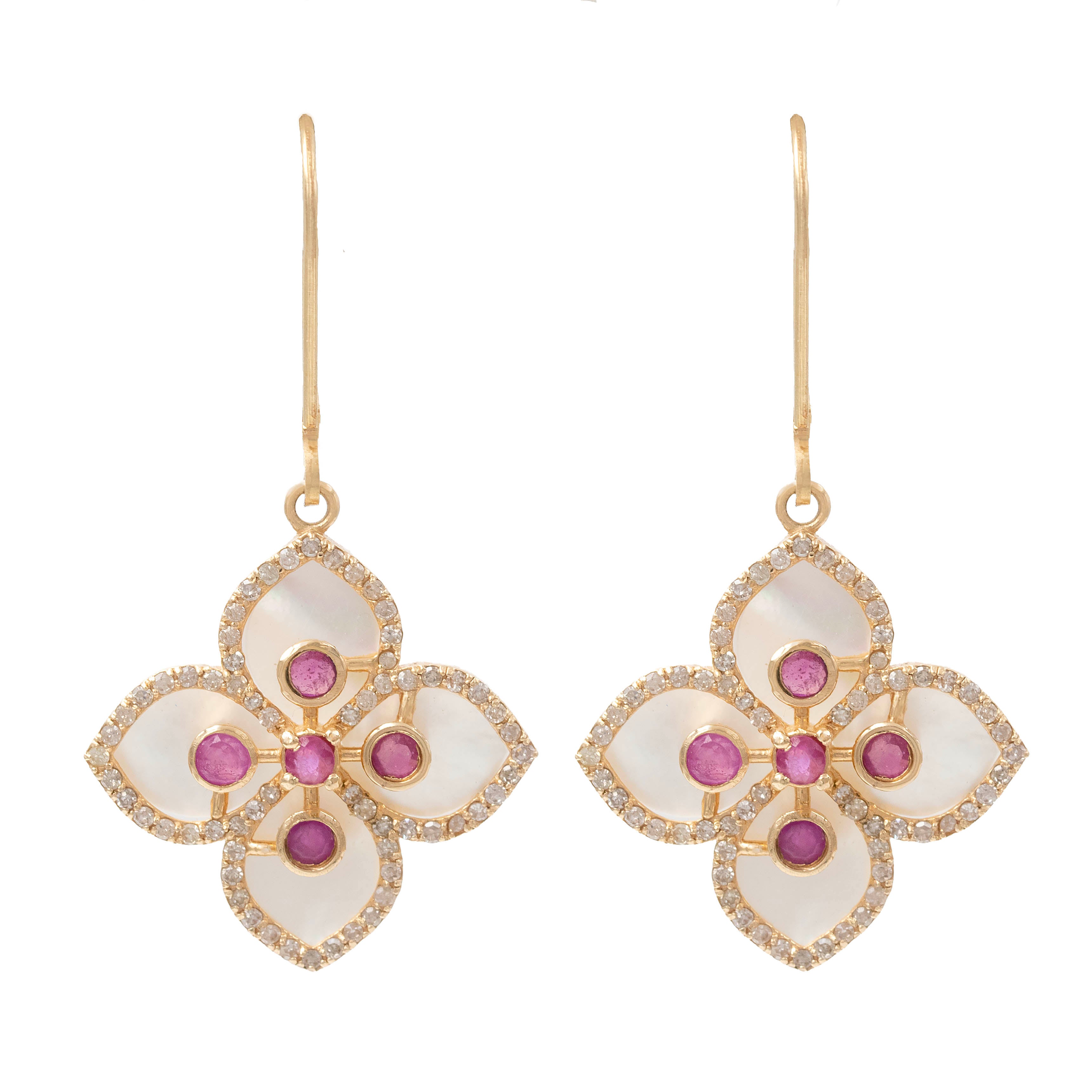 Mother Of Pearl Flower Drop Earrings