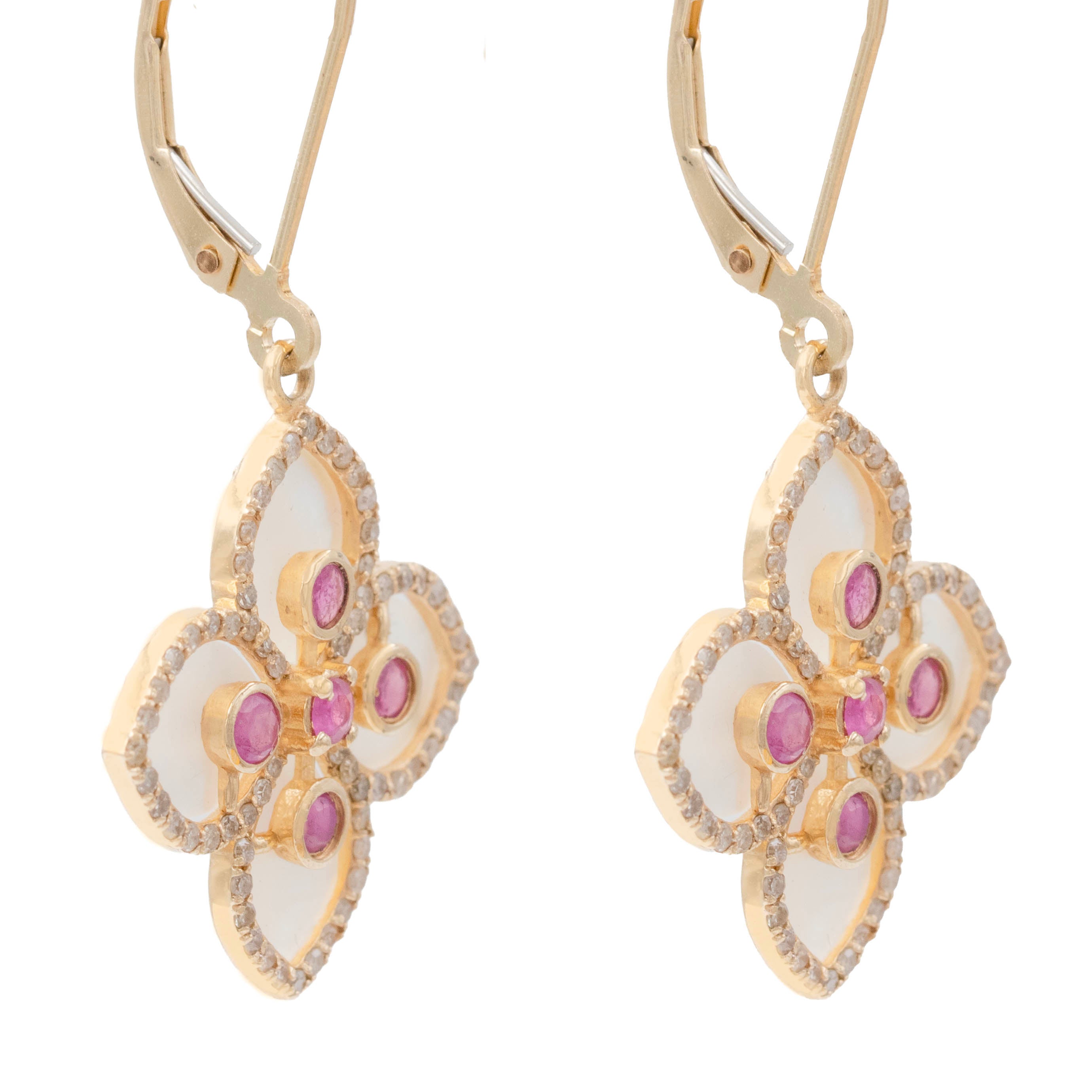 Mother Of Pearl Flower Drop Earrings