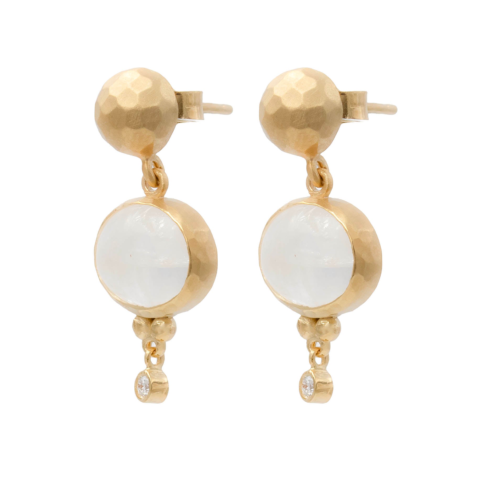 Bezel Set Cabochon Moonstone Earrings