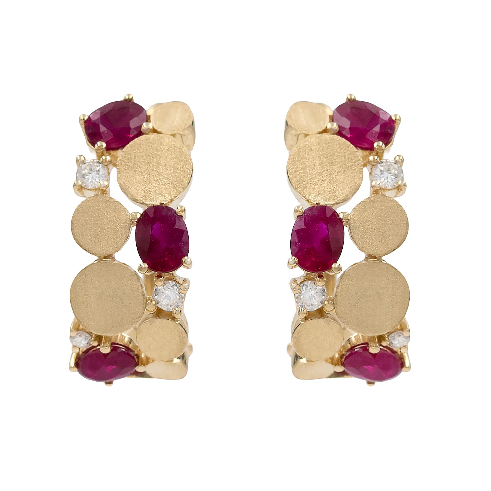 Ruby And Diamond Nugget Wide Hoop