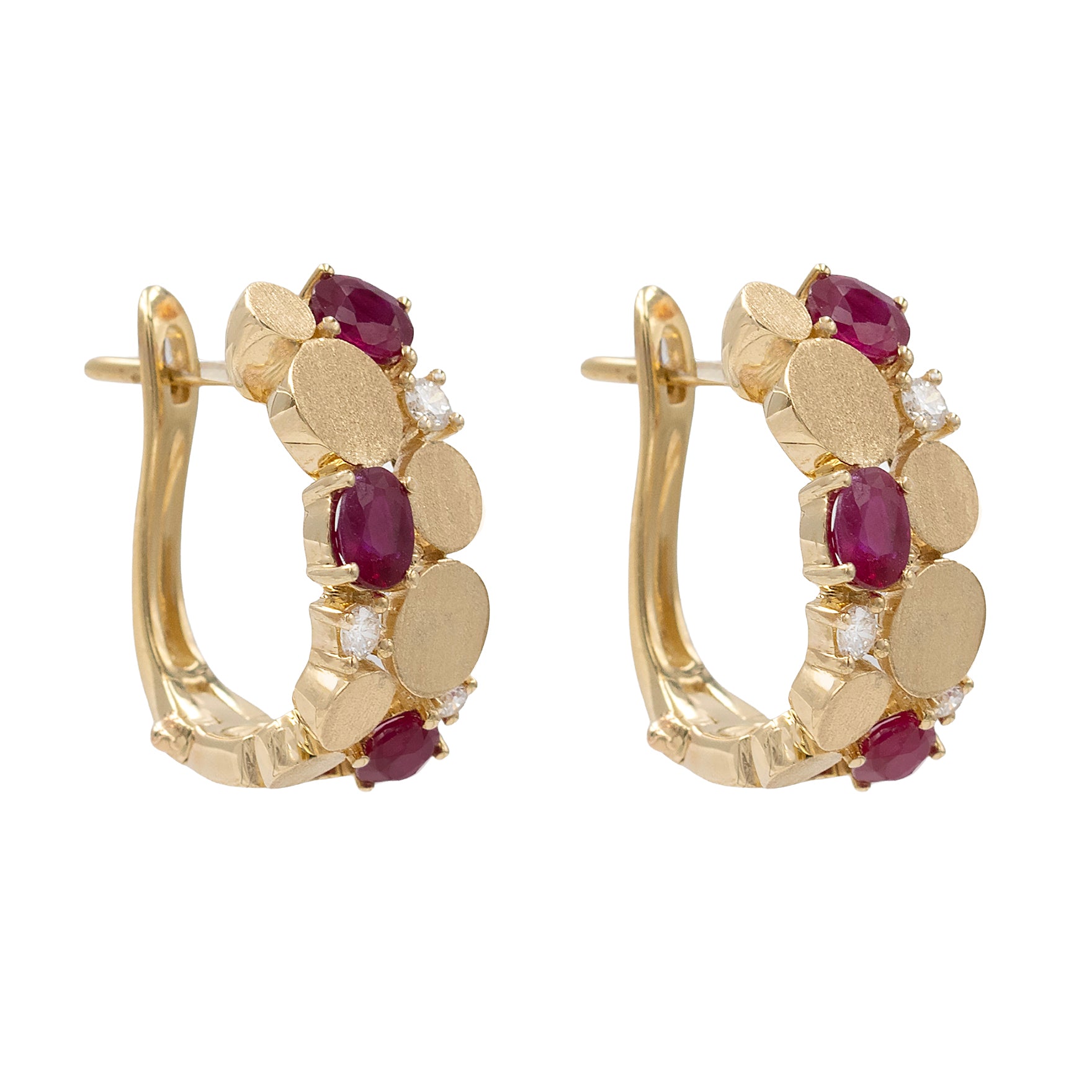 Ruby And Diamond Nugget Wide Hoop