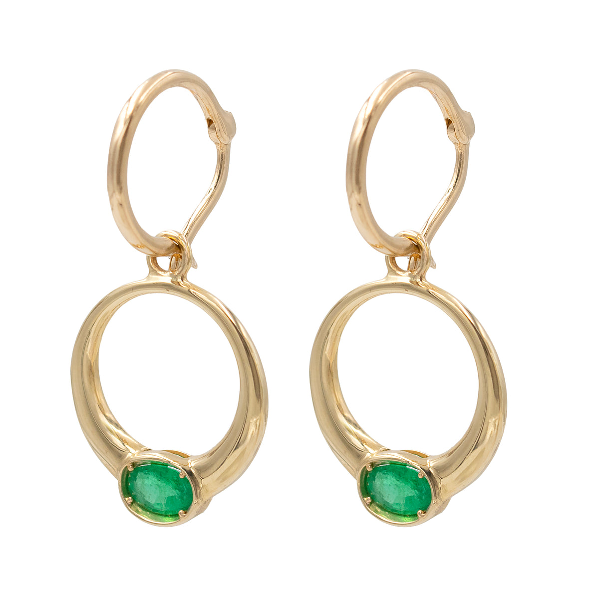 Door Knocker Style Drop Earring With Oval Emeralds