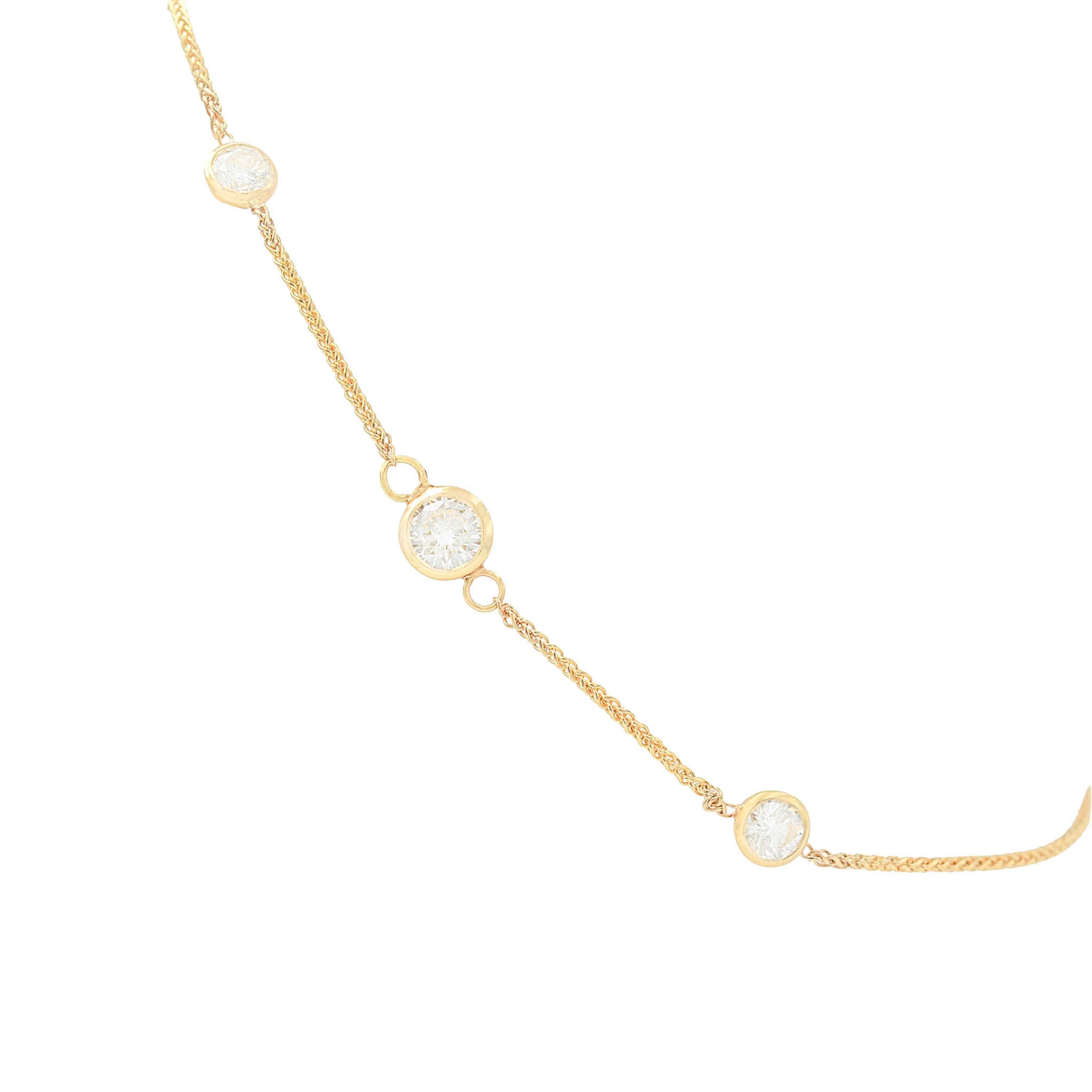 Three Bezel Set Diamond Bolo Bracelet