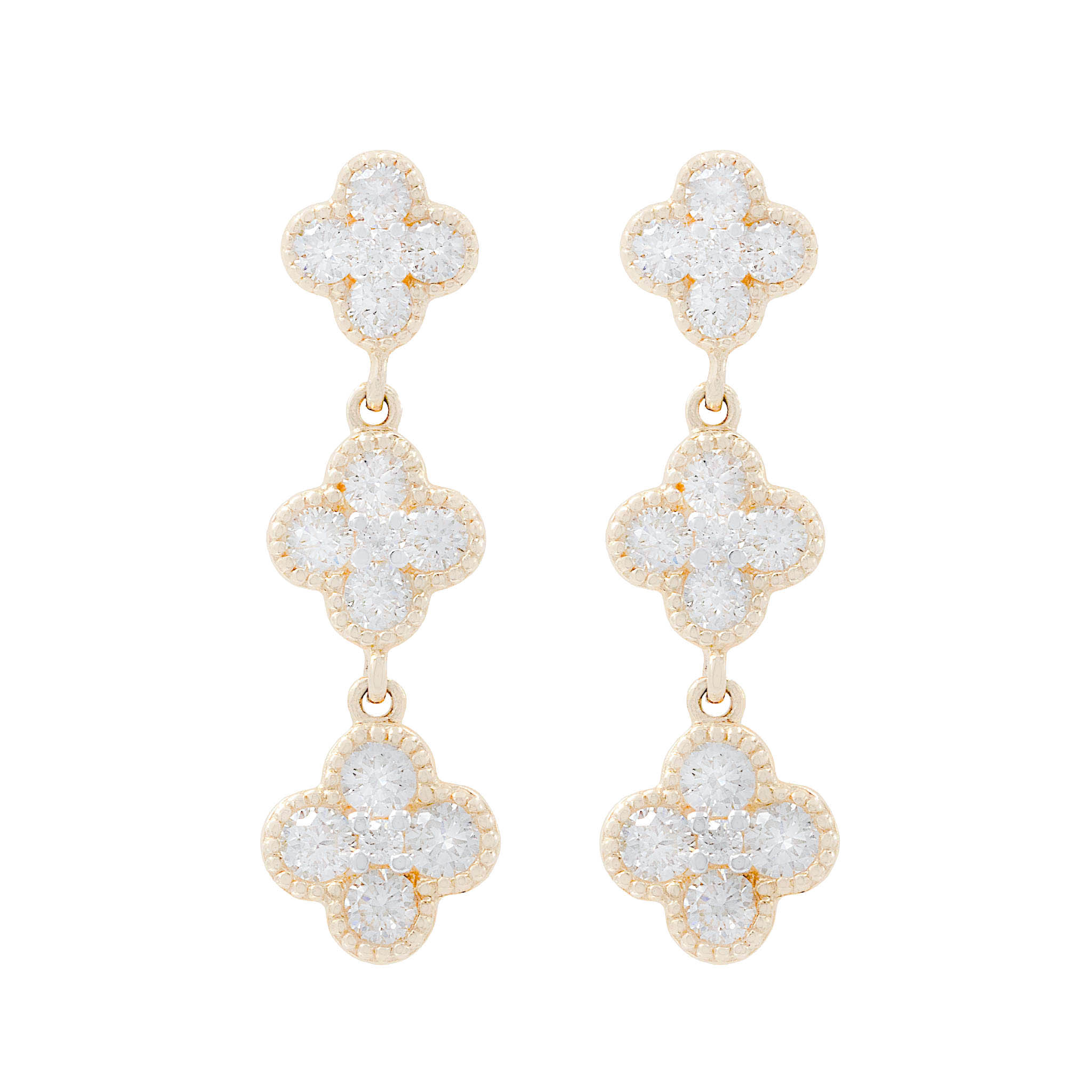 Three Diamond Clover Drop Earring