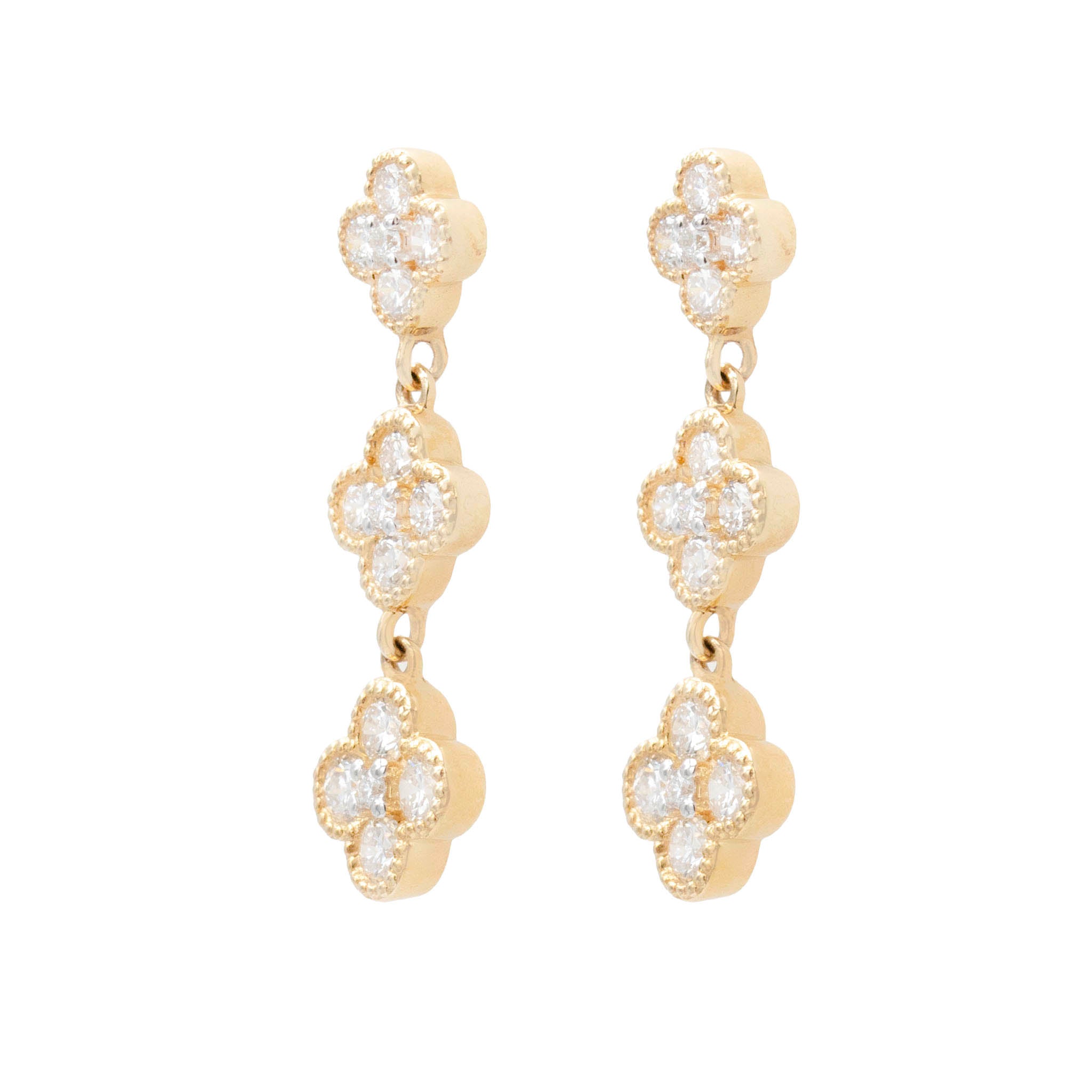 Three Diamond Clover Drop Earring
