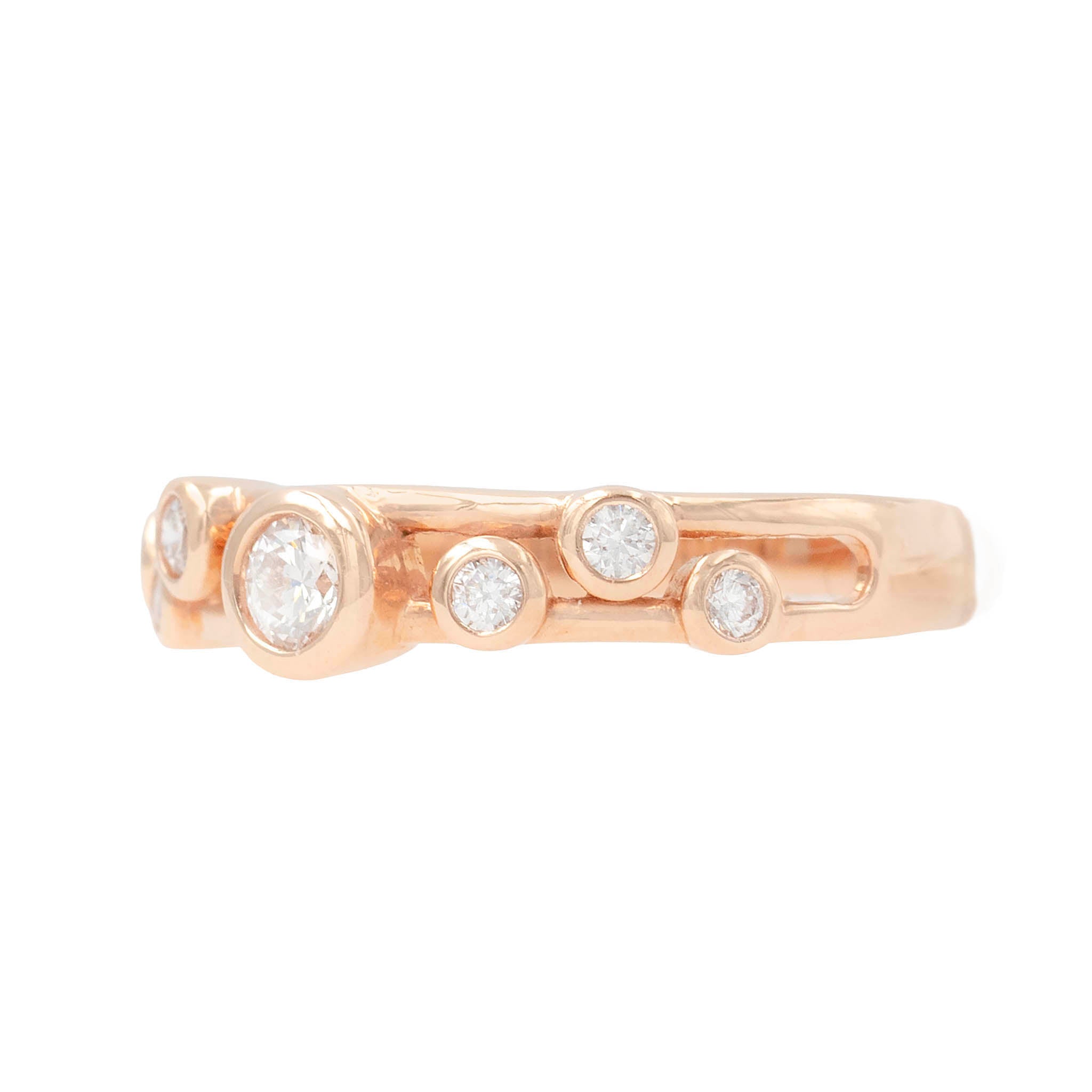 Bezel Set Diamond Double Band In Rose Gold
