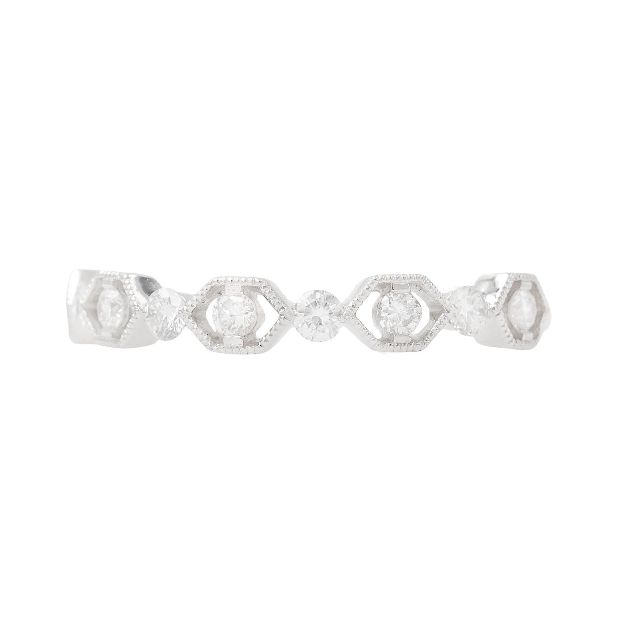 Openwork Milgrain Band With Round Diamonds