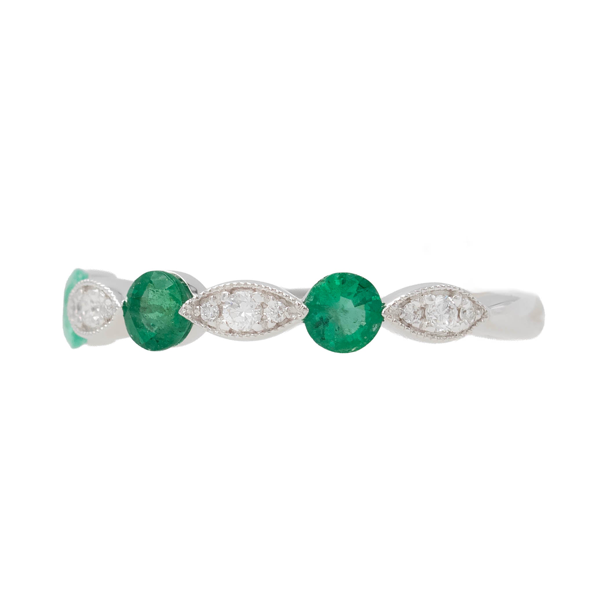 Round Emerald And Diamond Band