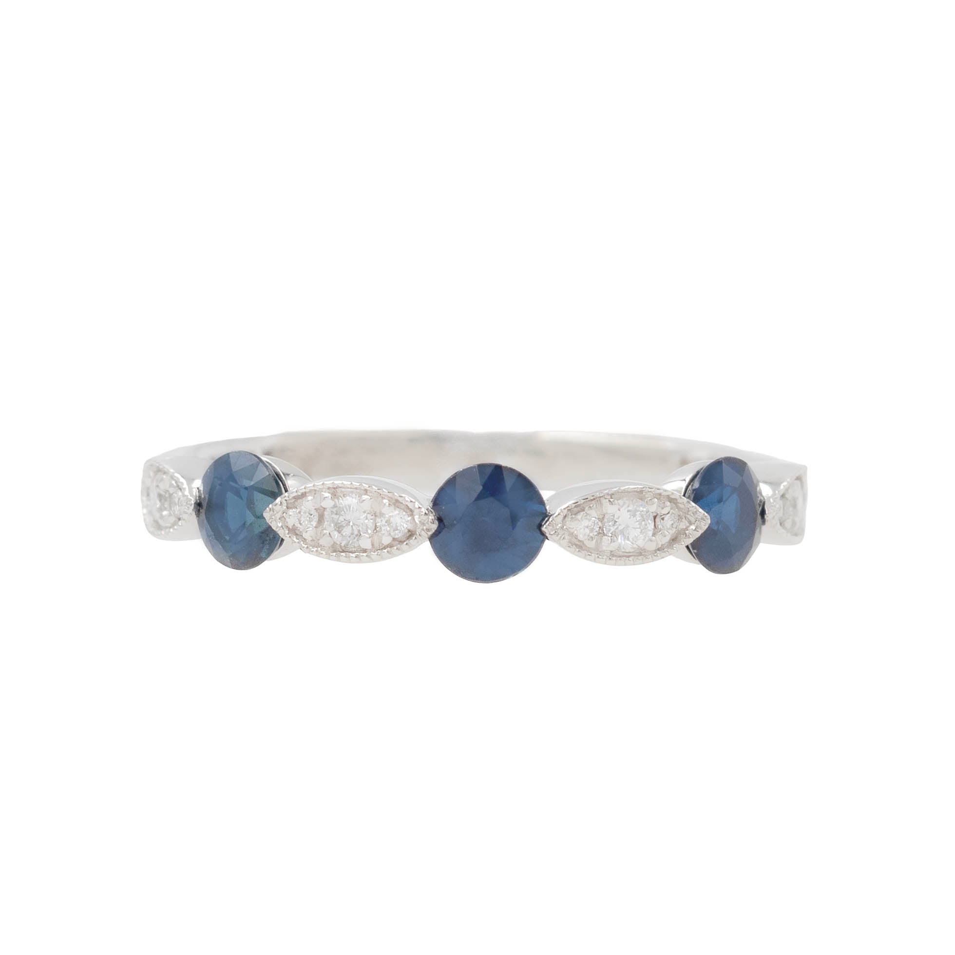 Round Sapphire And Diamond Band
