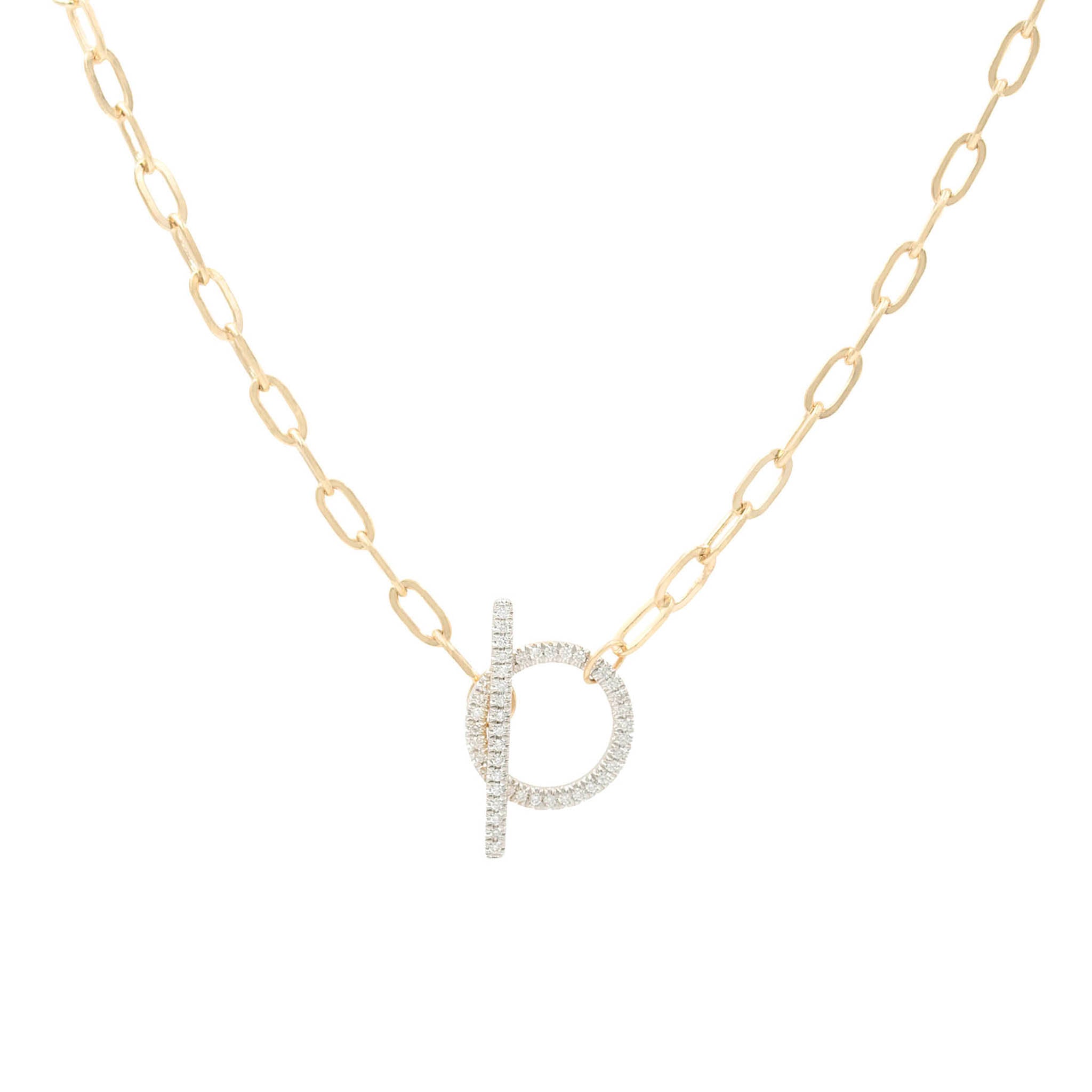 Diamond Toggle Paperclip Chain Necklace
