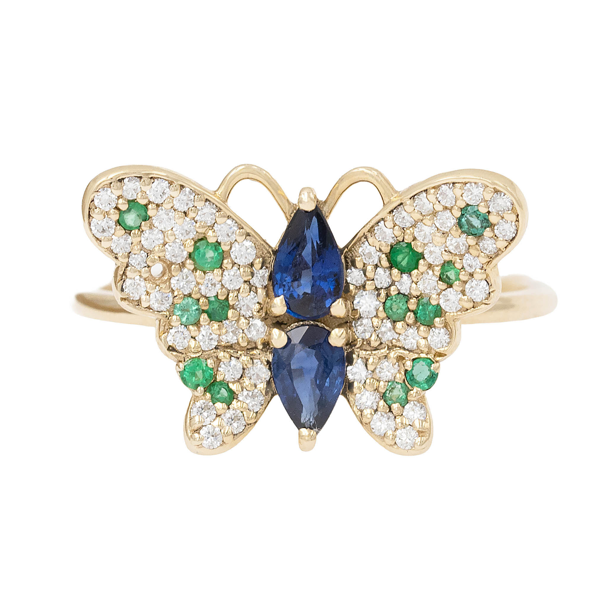 Diamond And Gemstone Butterfly Ring