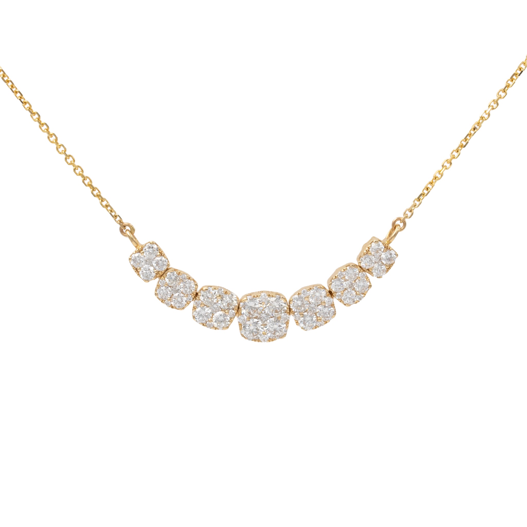 Graduating Diamond Squares Necklace