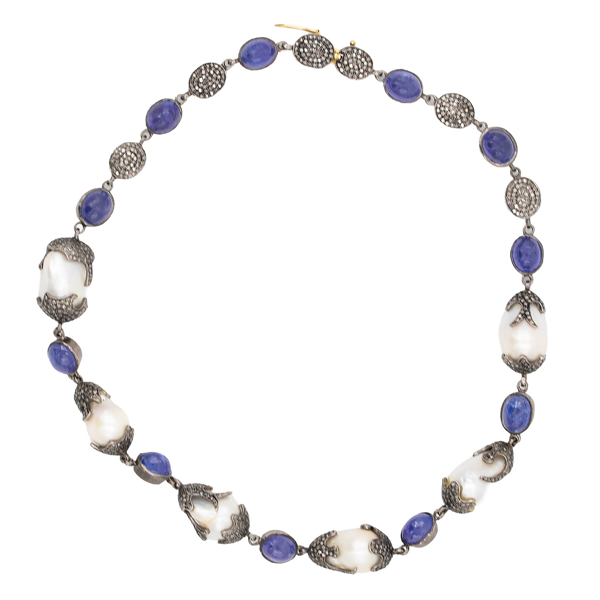 Baroque Pearl And Tanzanite Necklace