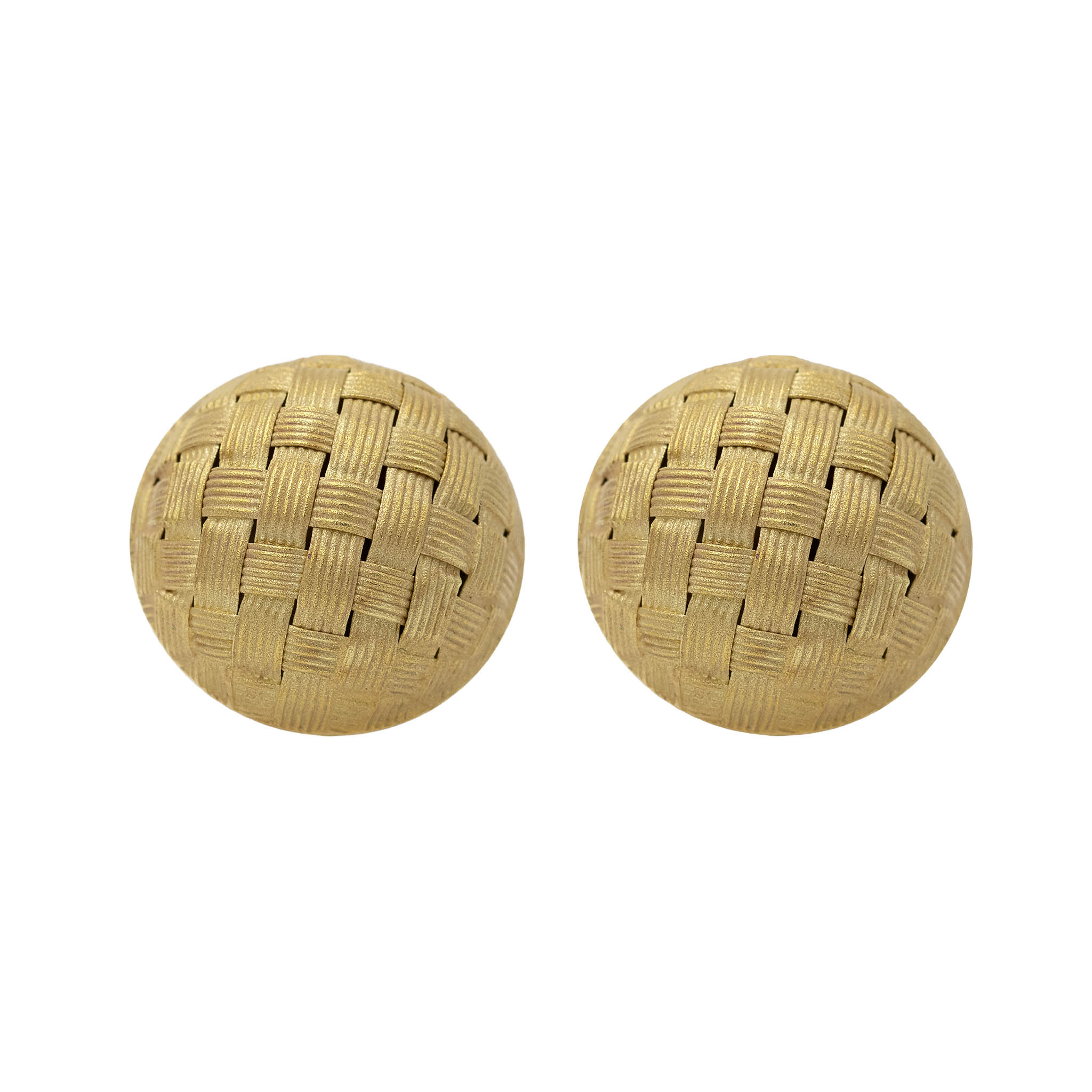 Domed Basket Weave Button Earring