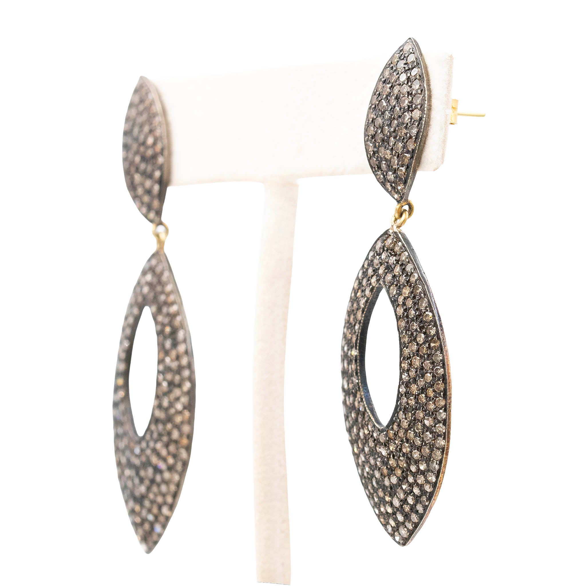 chocolate diamond open marquise shaped drop earring