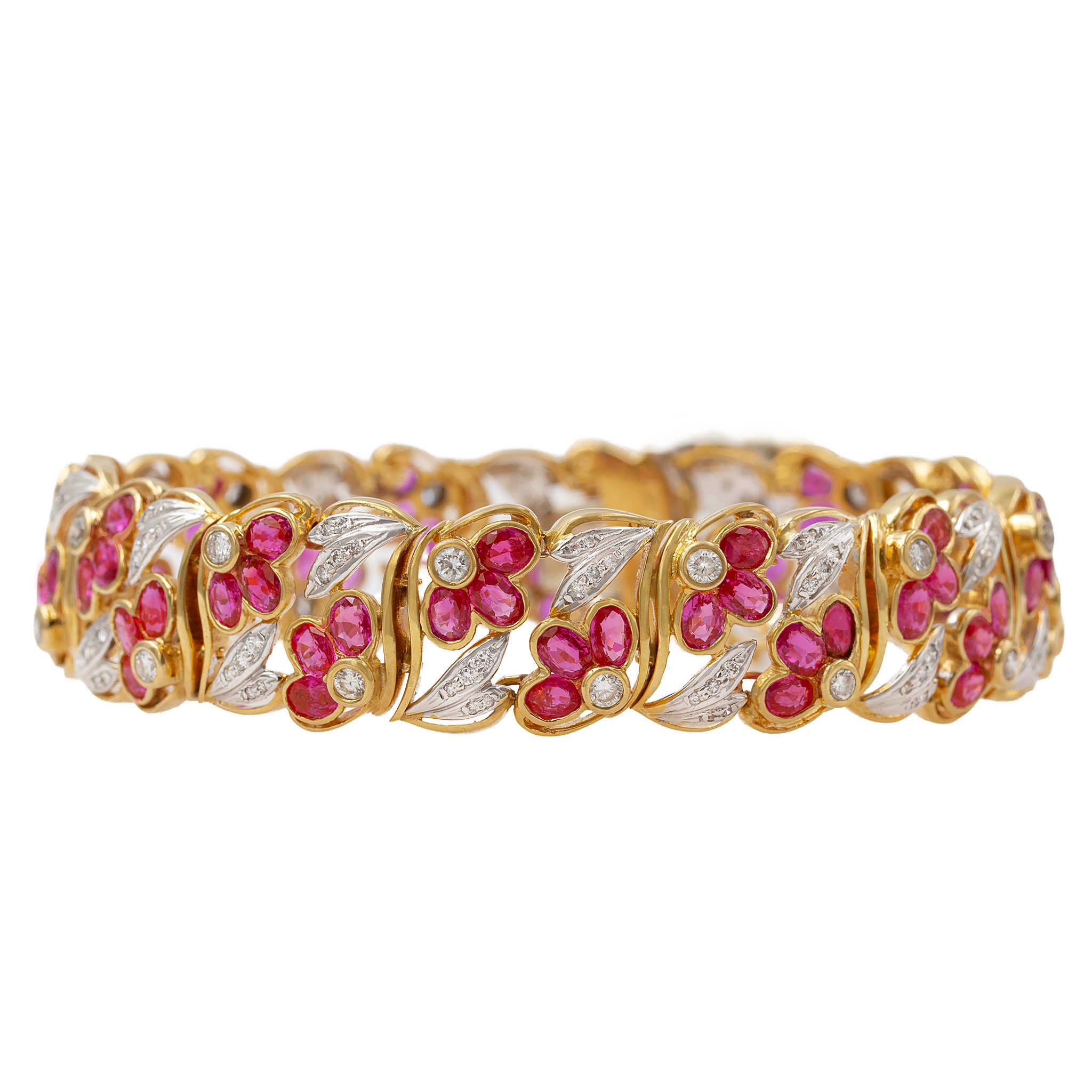 ruby and diamond bracelet in yellow gold