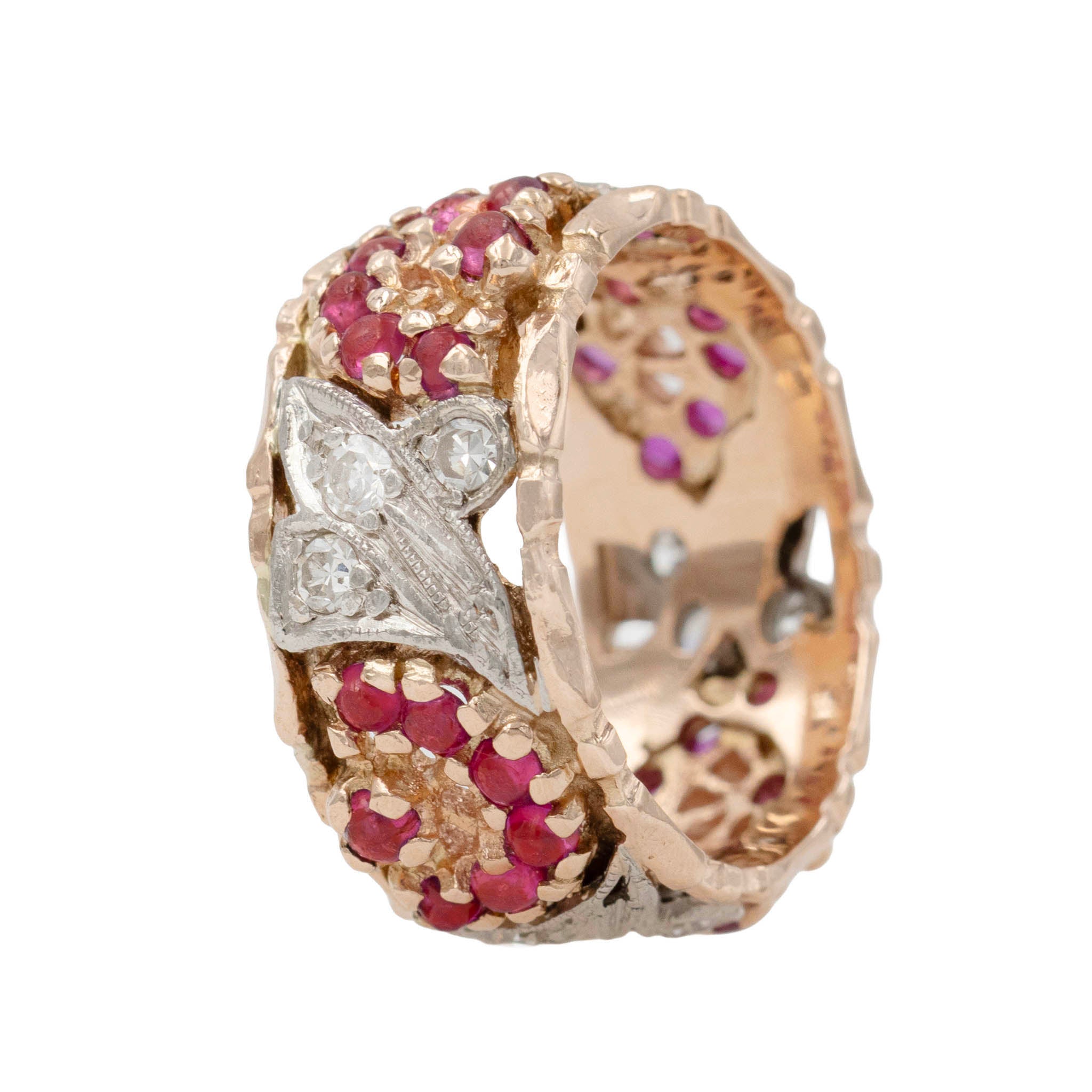 ruby and diamond estate eternity band