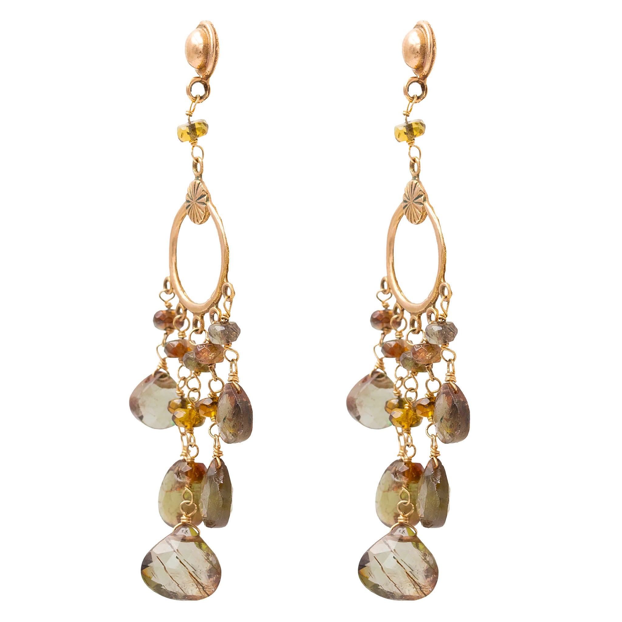 smoky quartz drop chandelier earrings