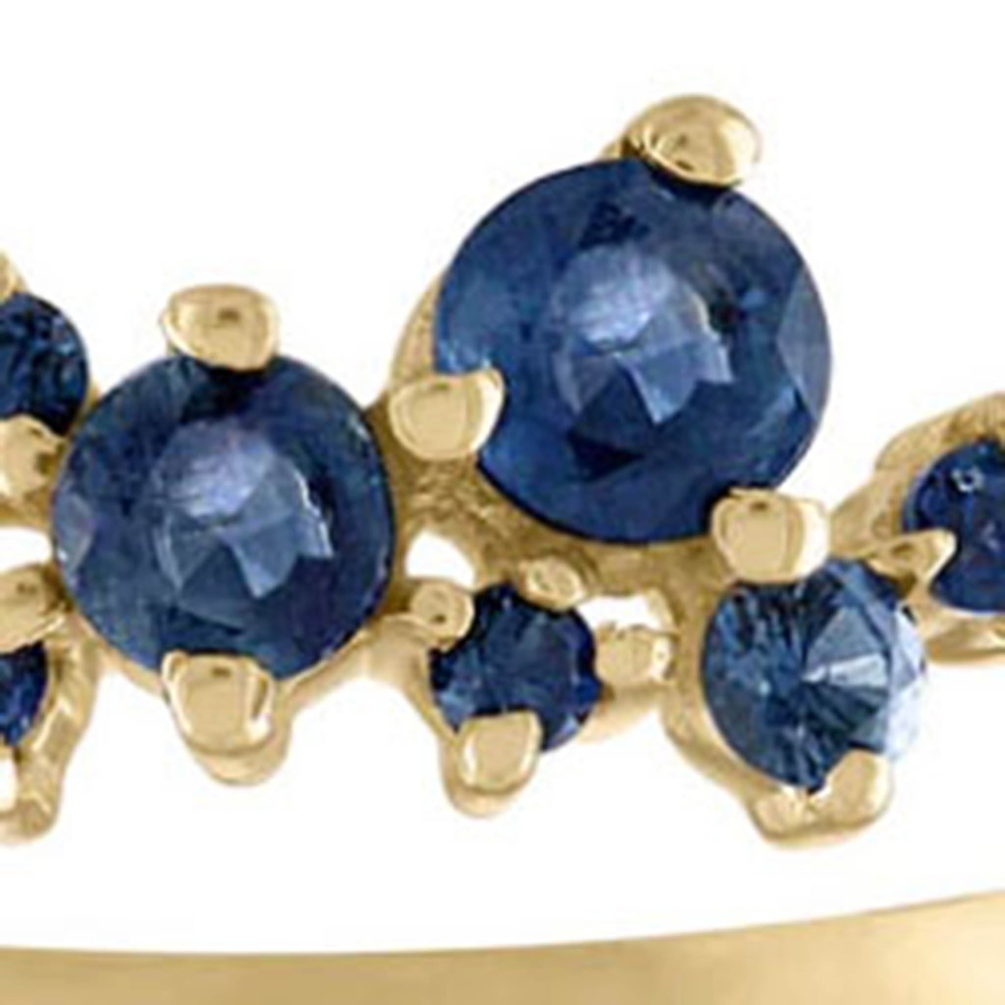 Scattered Round Sapphire Band Ring In Yellow Gold